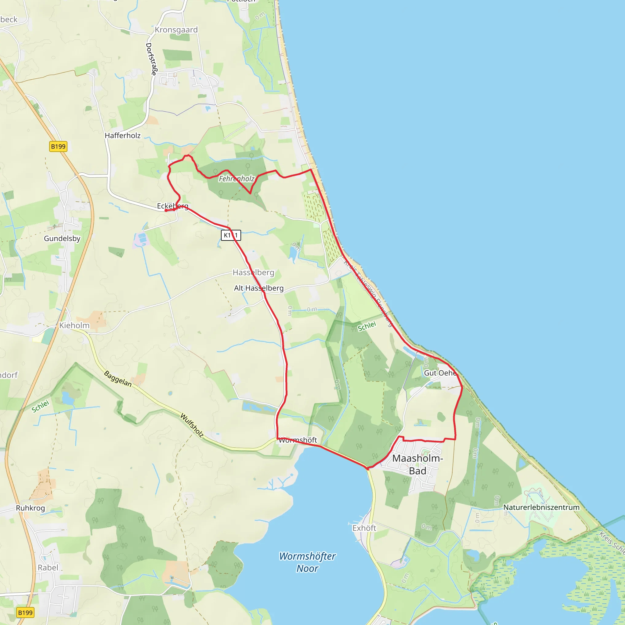 Hasselberg and Maasholm Loop via Fehrenholz mobile static map