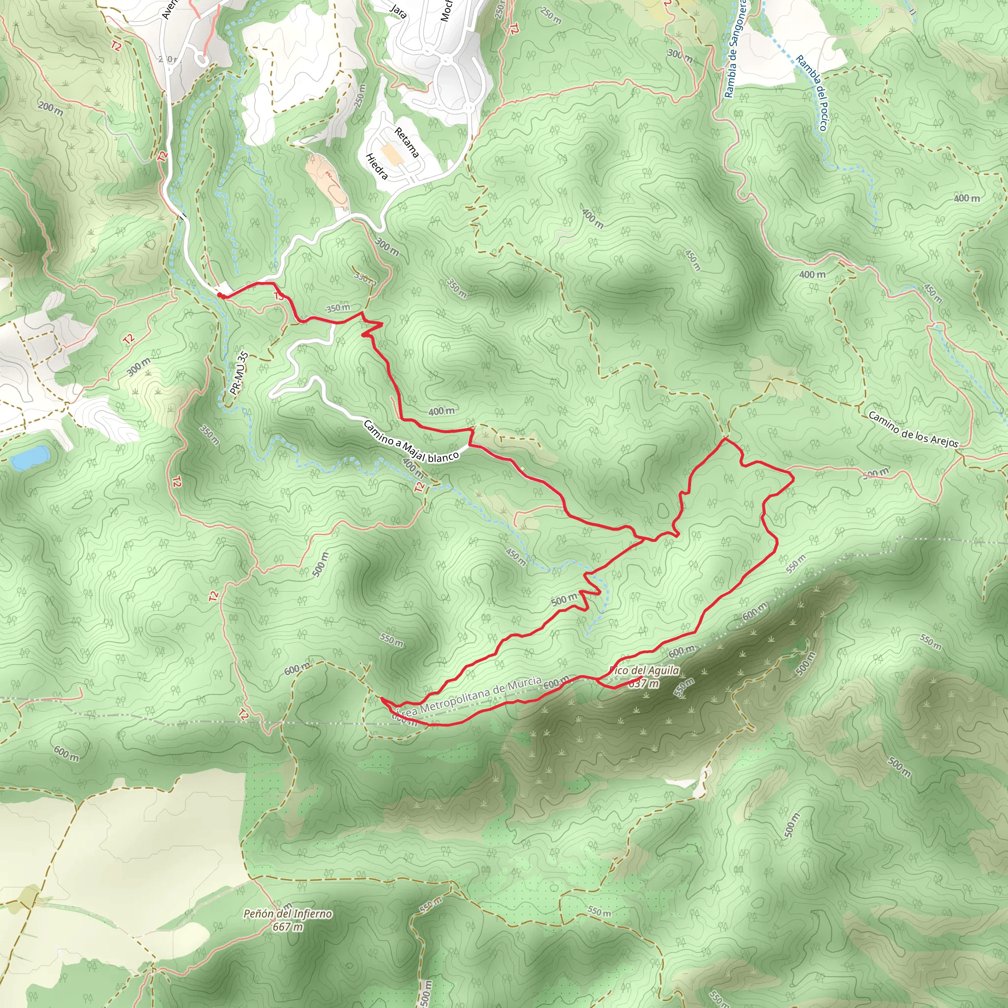 Pico del Águila Trail - Murcia PR MU 55 mobile static map