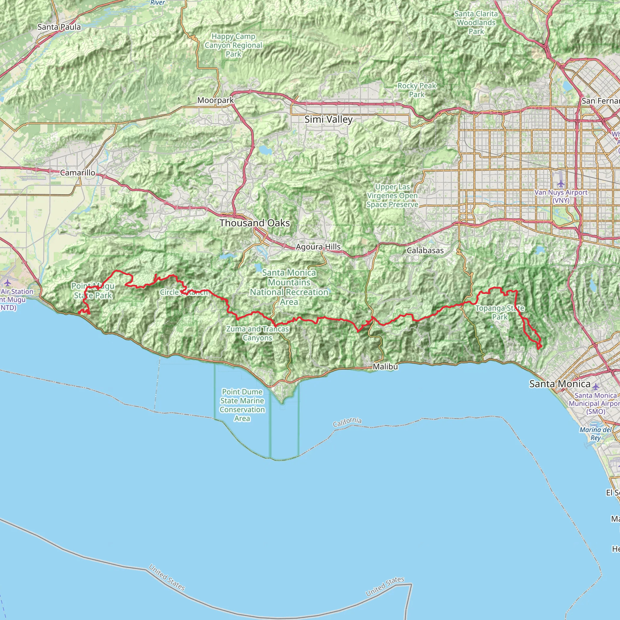 Backbone Trail mobile static map