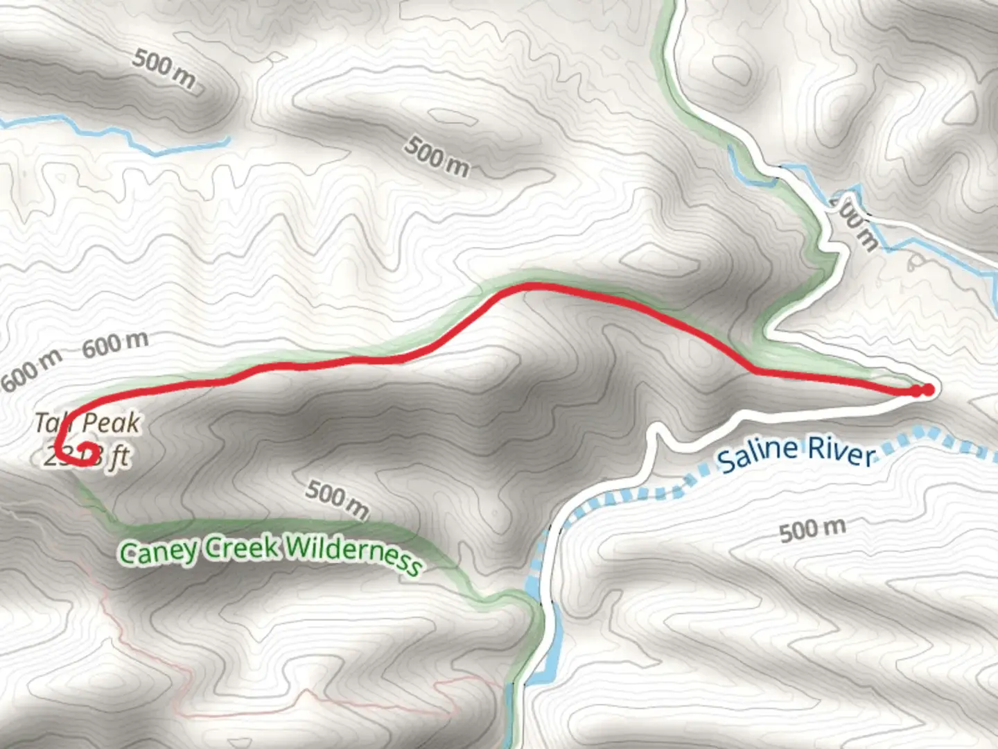 An image depicting the trail Tall Peak from Big Fork-Athens Road and its surrounding area.