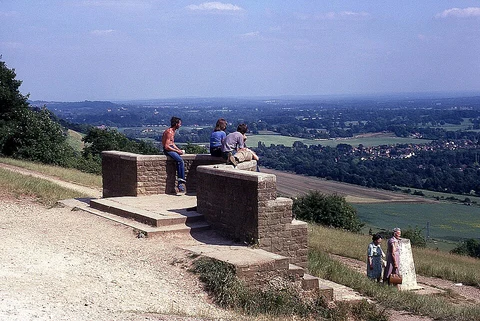 An image depicting the trail Box Hill Viewpoint, Stepping Stones and Pasture Wood via Mole Gap Trail and its surrounding area.