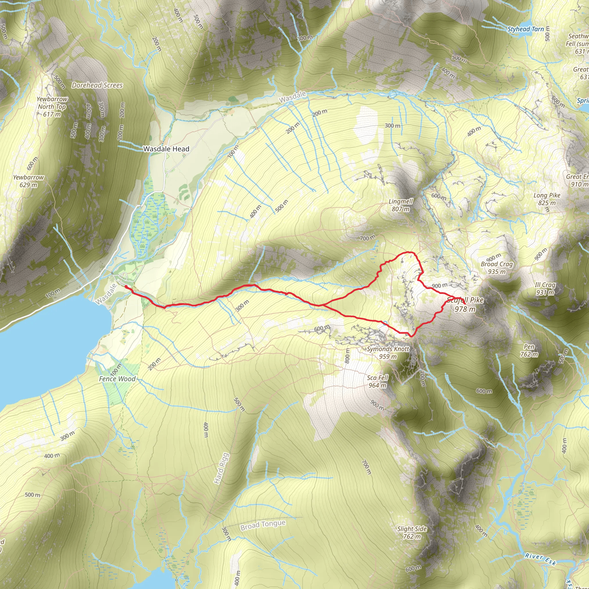 Mickledore and Scafell Pike Loop mobile static map