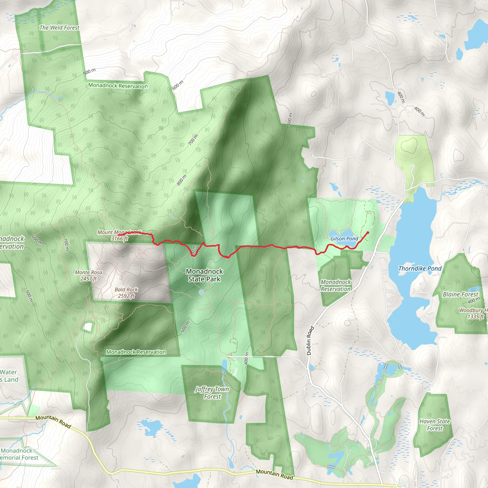 Gilson Pond and Mount Monadnock mobile static map