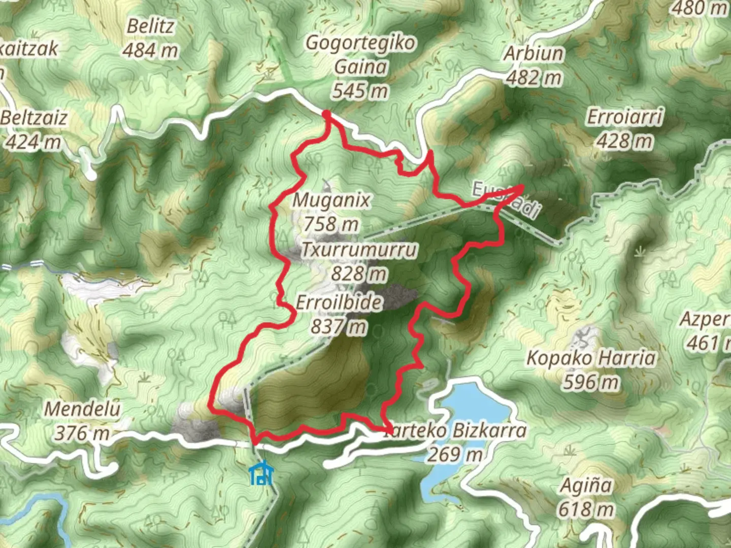 An image depicting the trail Return to the Peaks of Aiako Harría PR GI 1010 and its surrounding area.