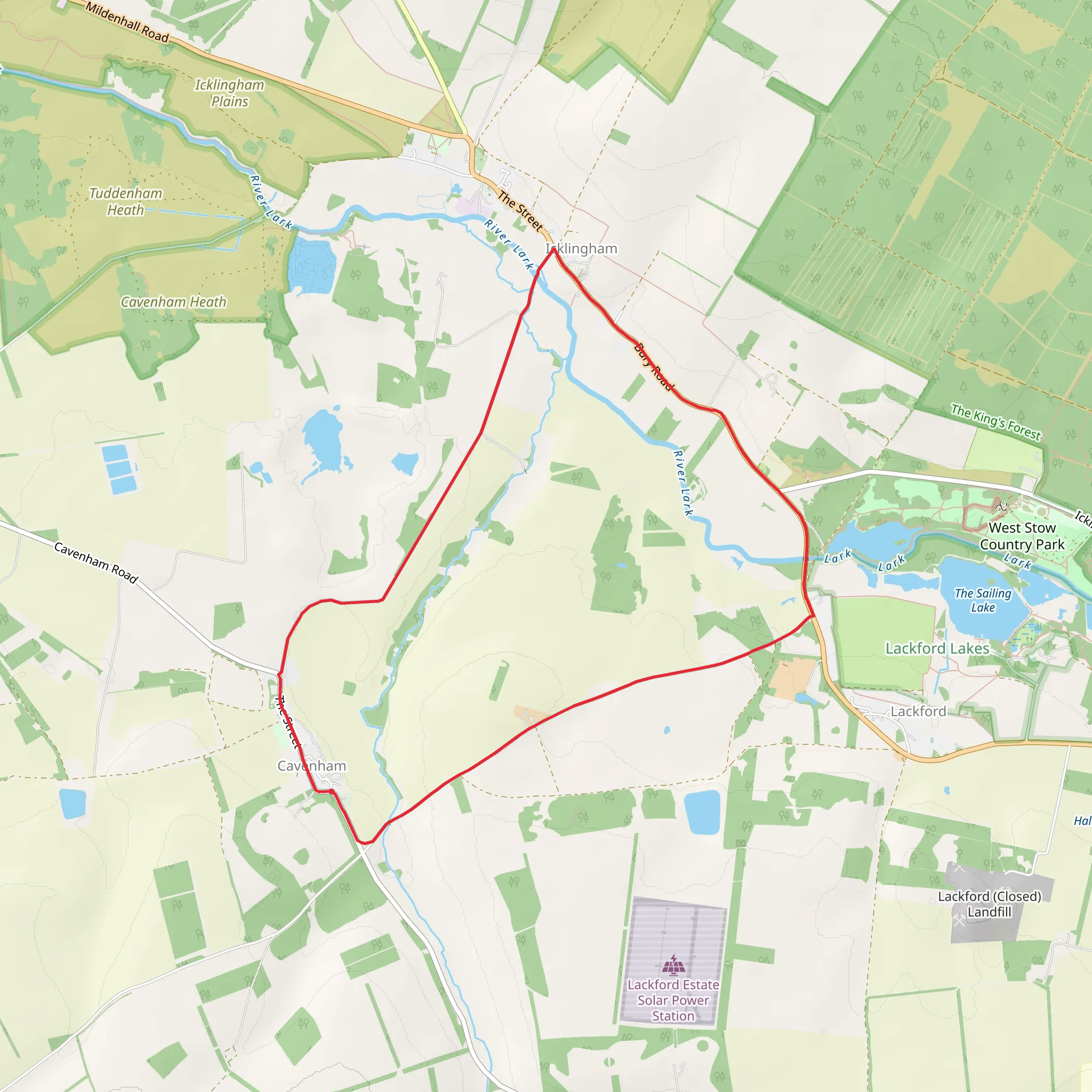 Cavenham to Icklingham Loop mobile static map