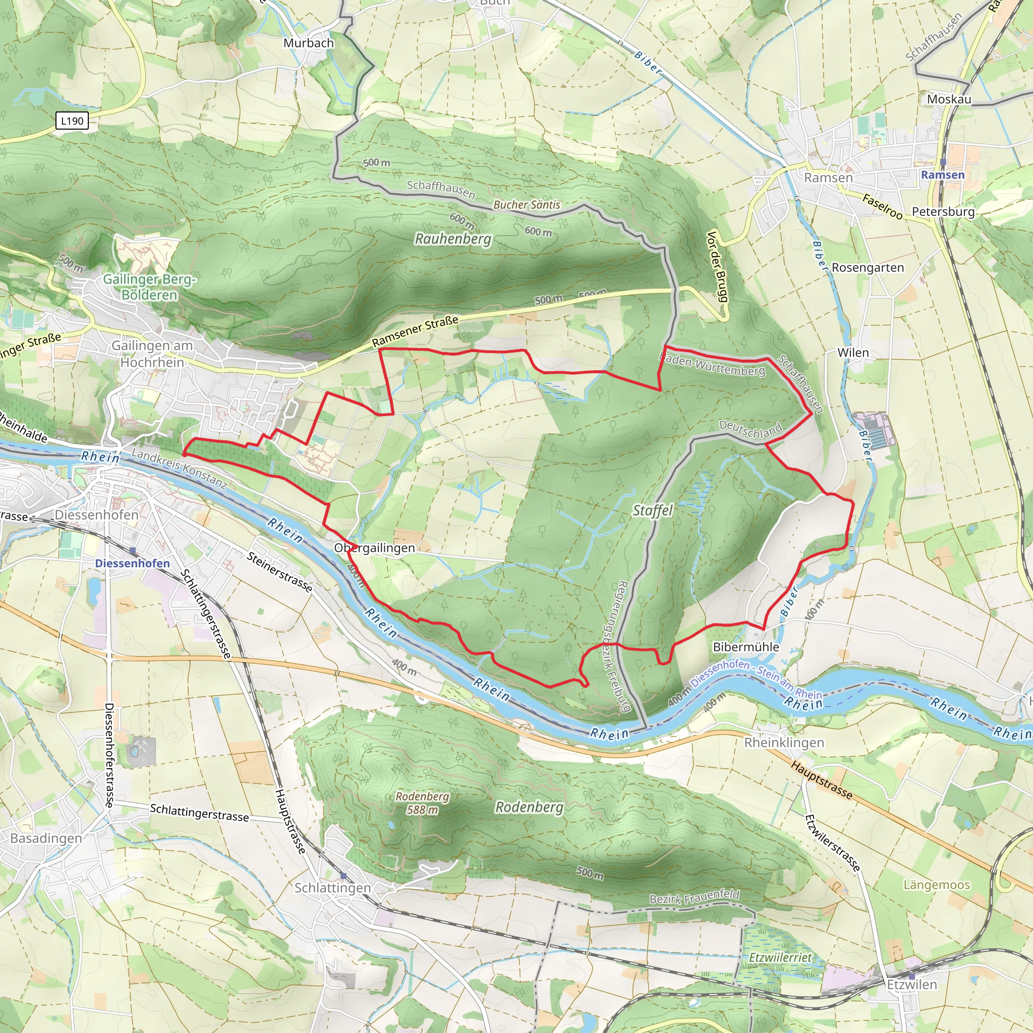 Obergailingen and Staffel Loop via Großer Staffelrundweg mobile static map