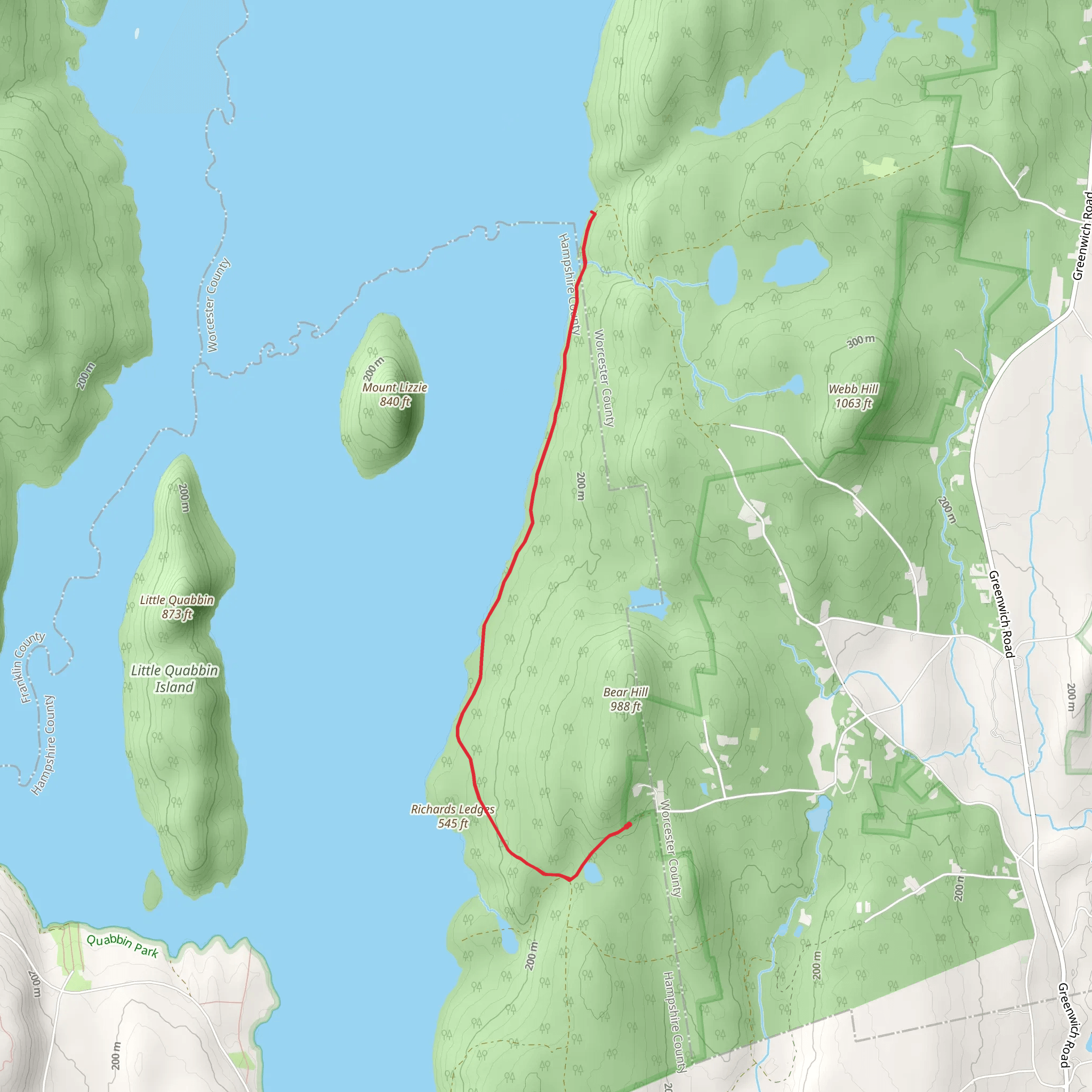 Richards Ledges Out and Back mobile static map