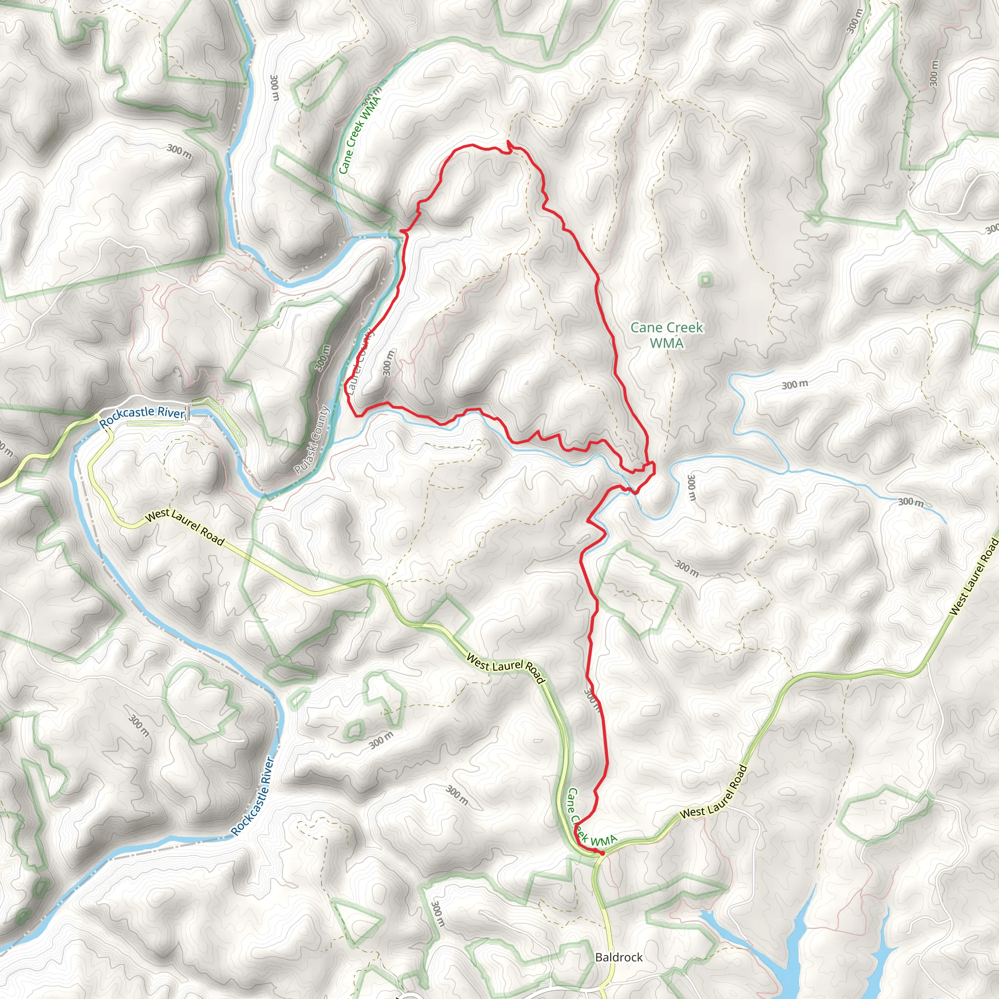 Vanhook Branch and Cane Creek Loop mobile static map