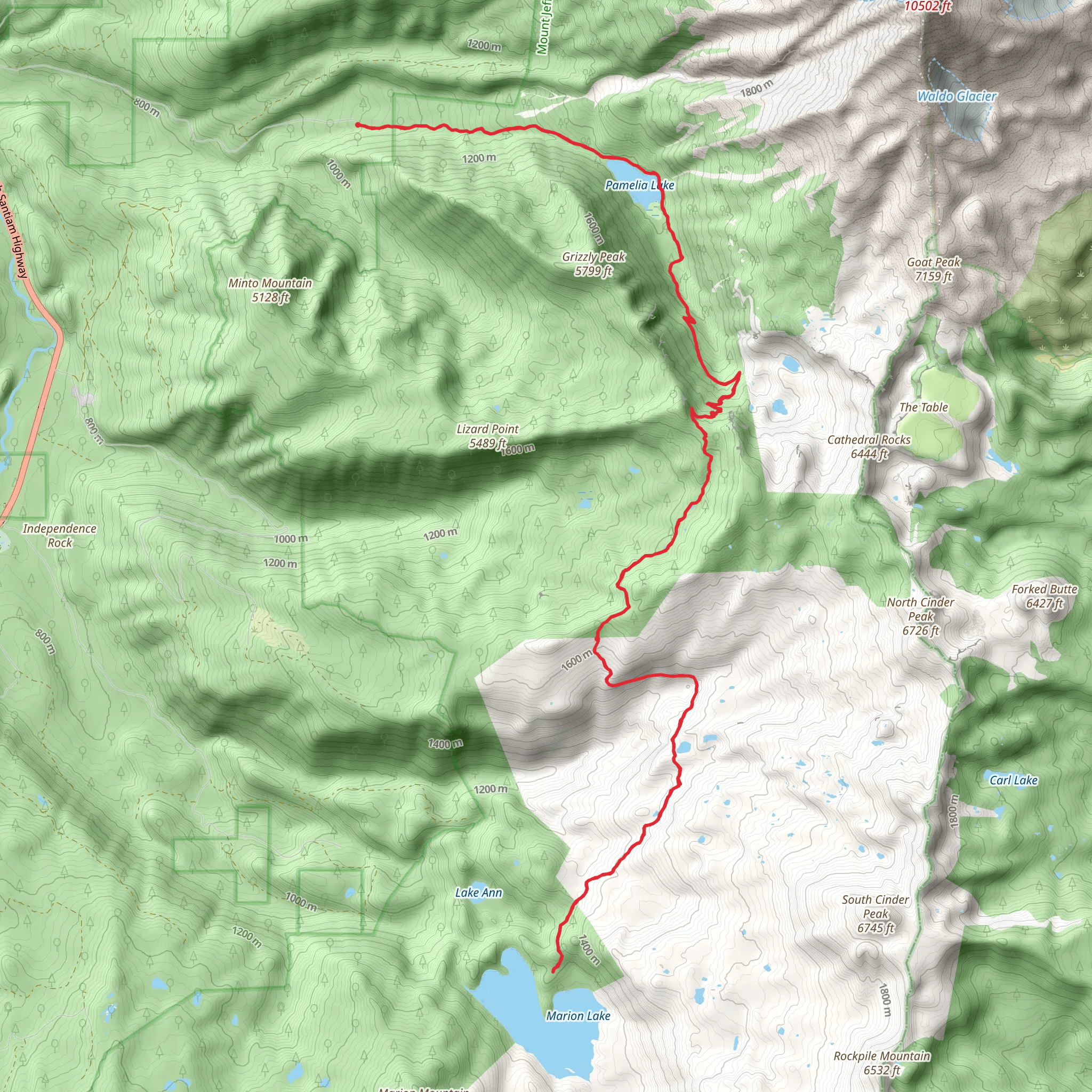 Pamelia Lake and Lake of The Woods Trail mobile static map