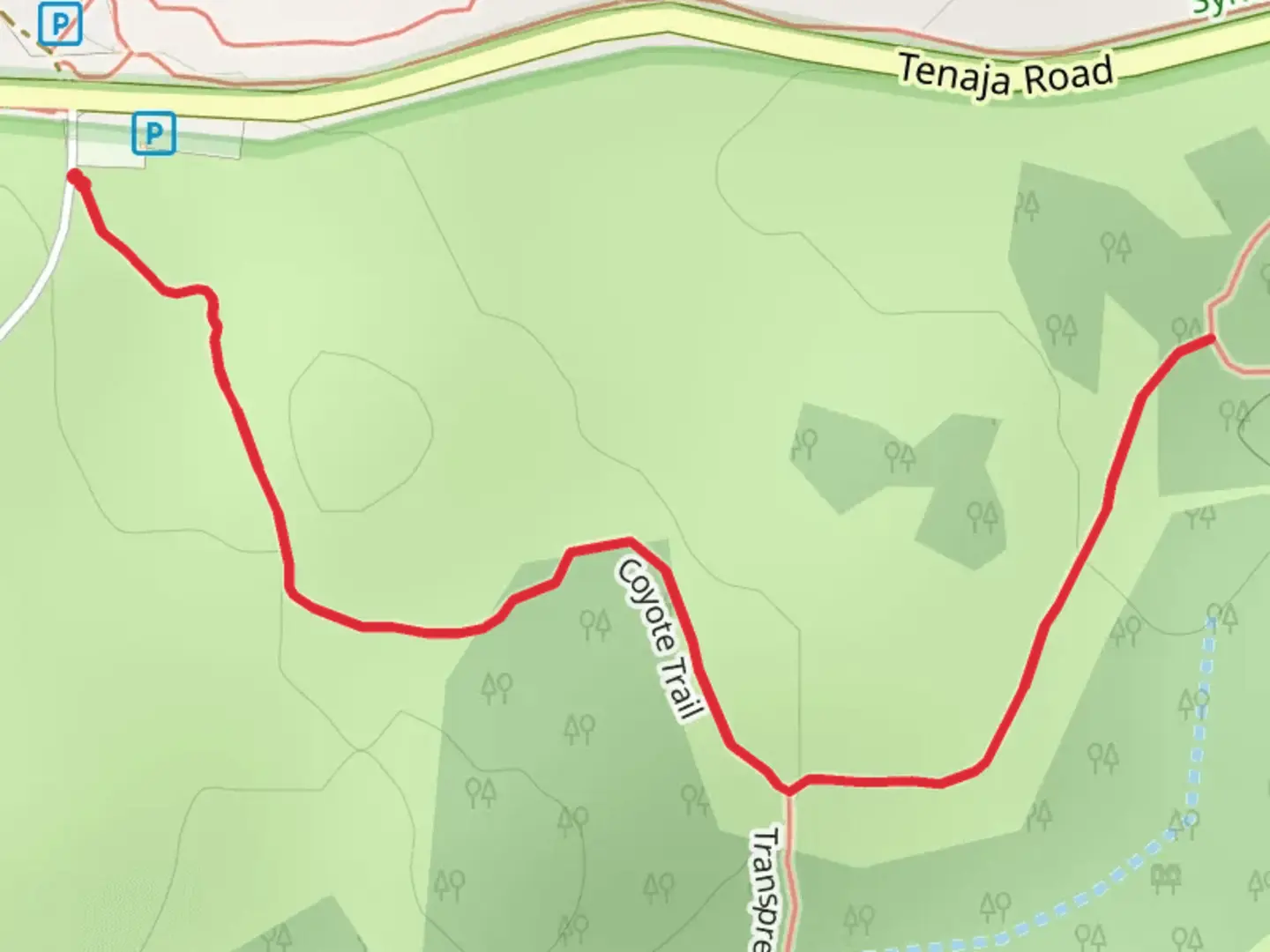 An image depicting the trail Coyote Trail and its surrounding area.