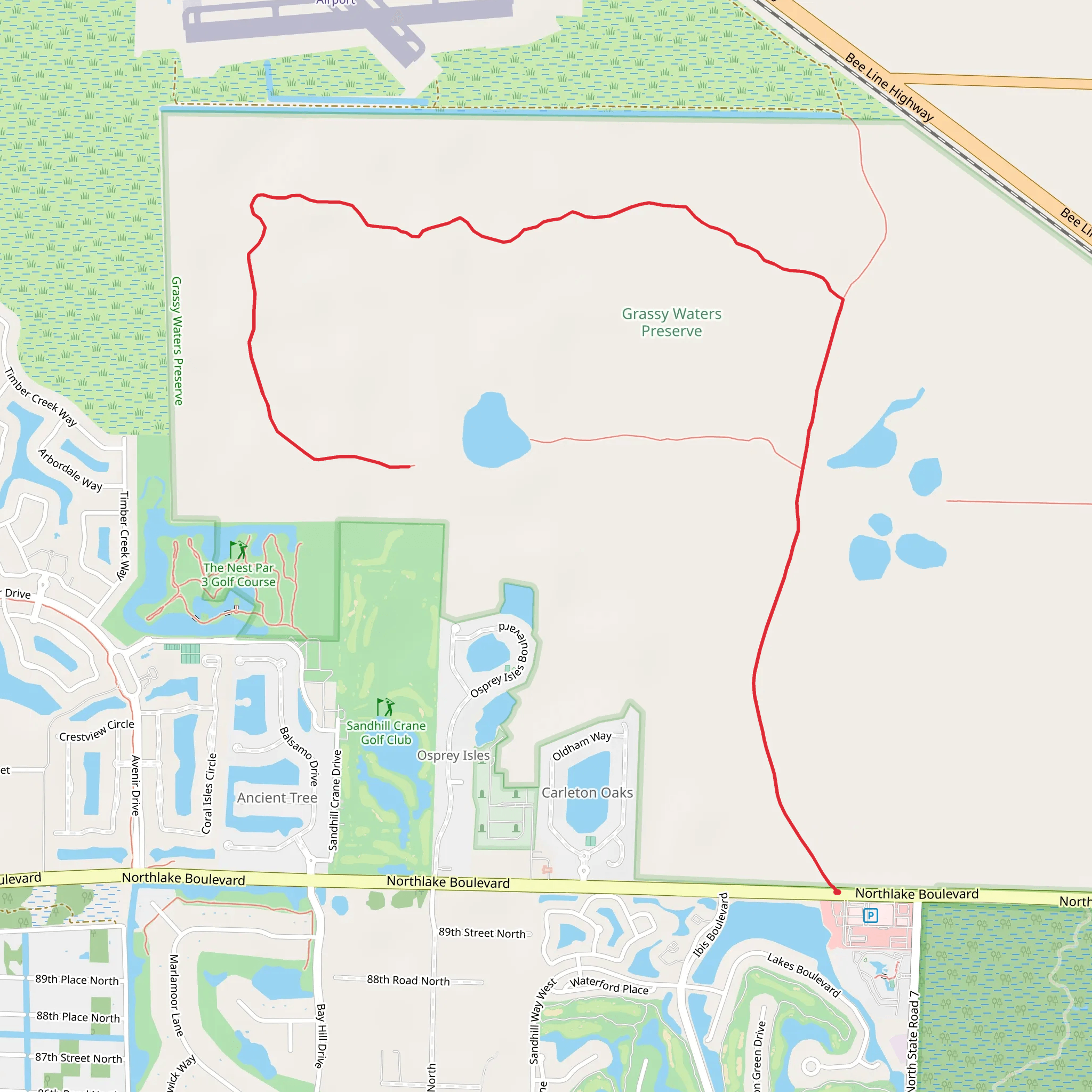 Northlake Boulevard Out and Back mobile static map