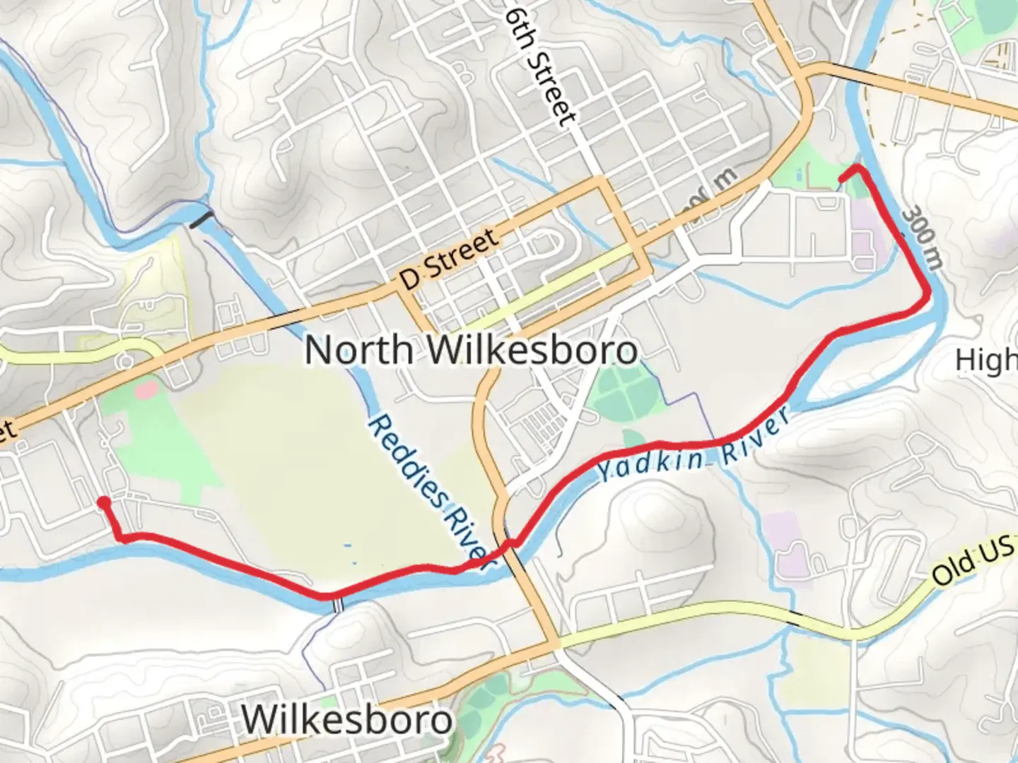 An image depicting the trail Yadkin River Greenway to Smoot Park and its surrounding area.
