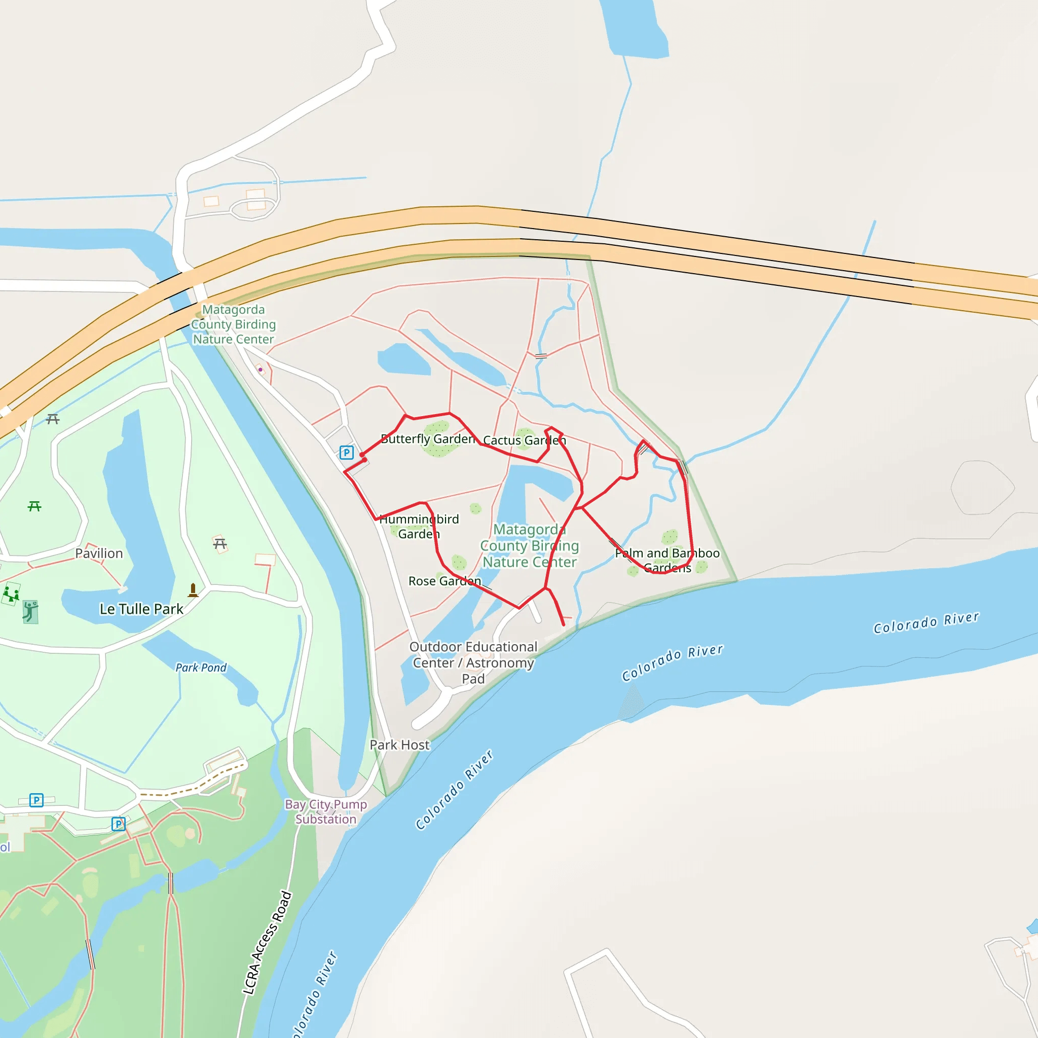 Butterfly and Palm and Bamboo Gardens Loop mobile static map