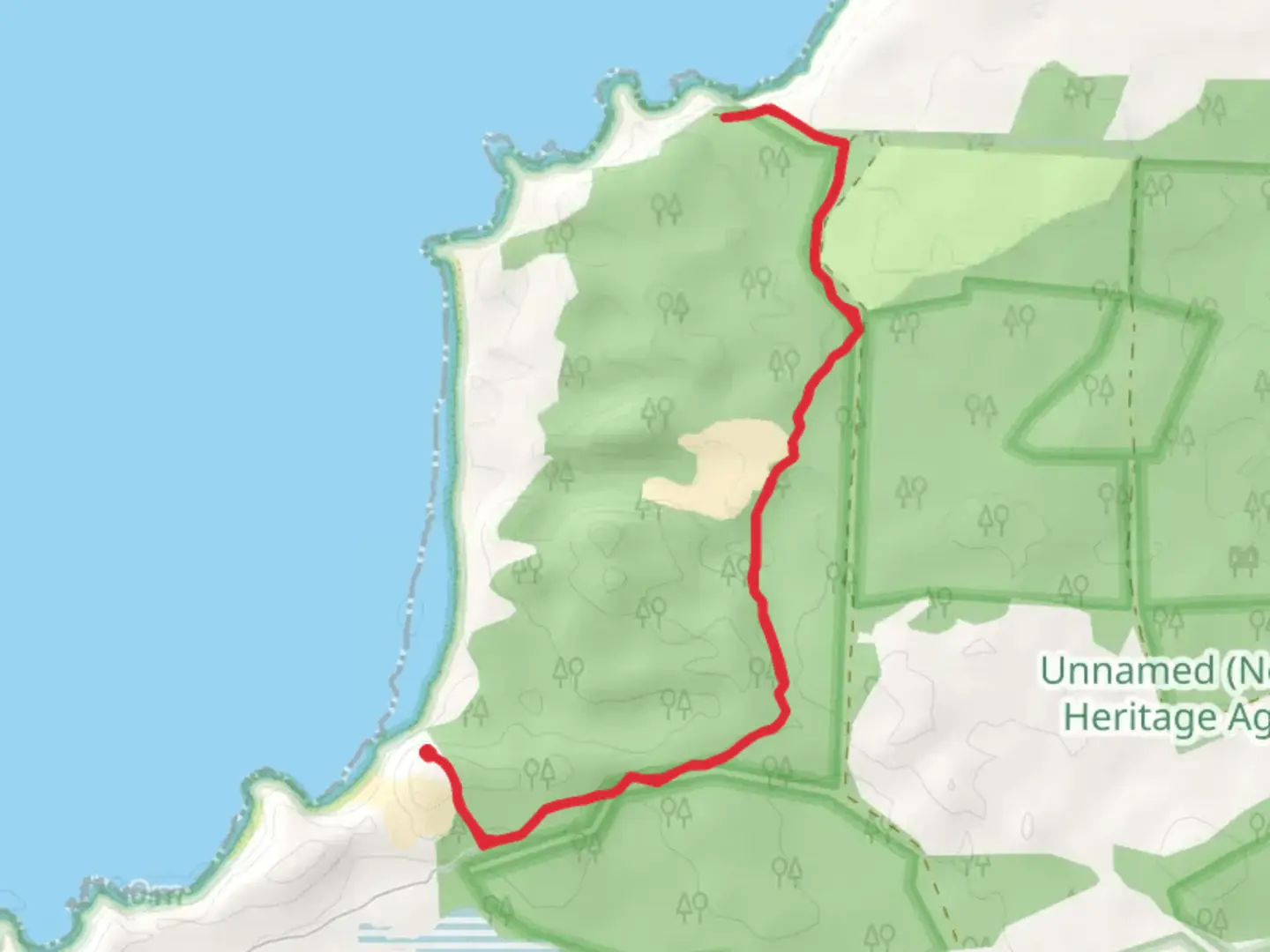 An image depicting the trail Gym Beach Track and its surrounding area.