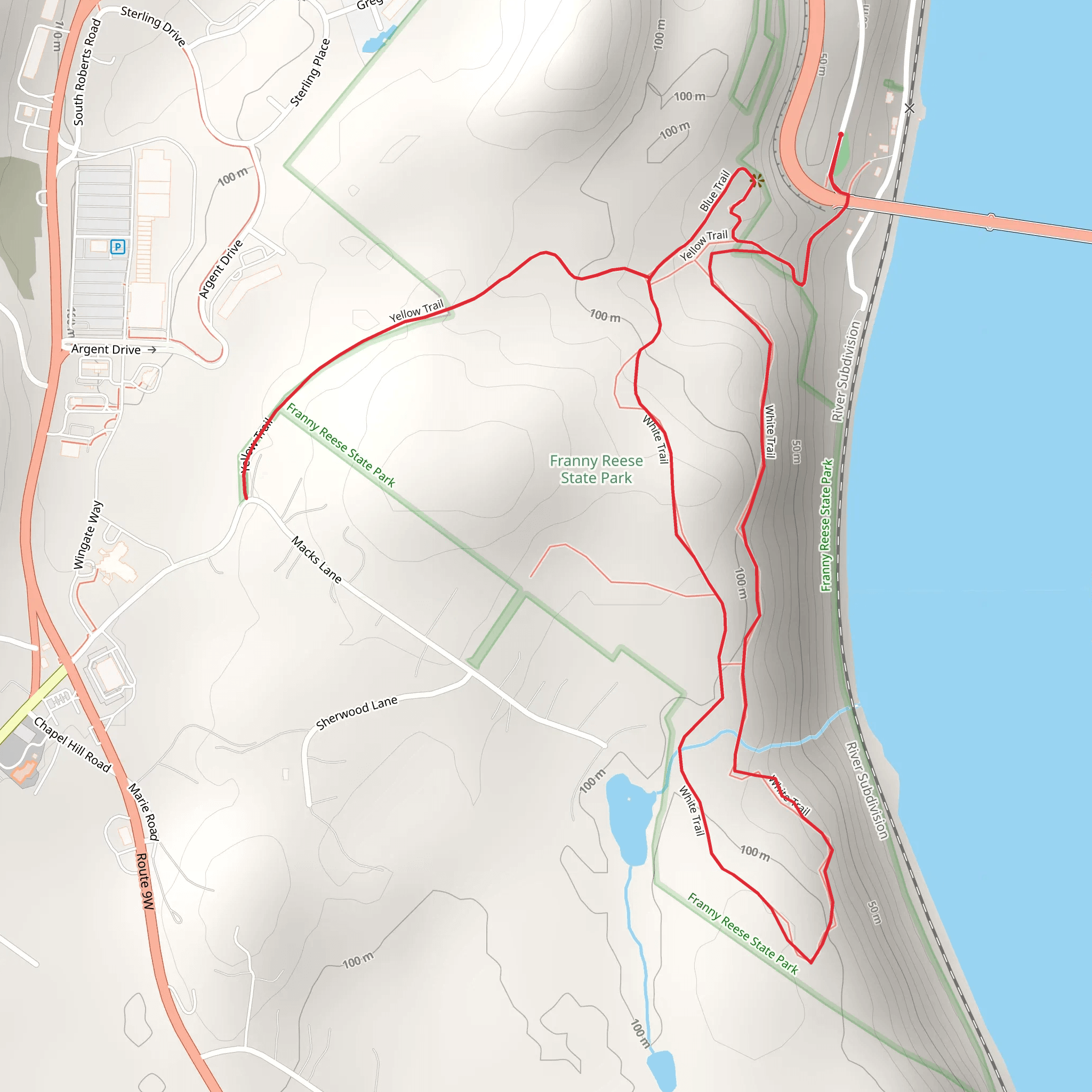 Yellow and White Trail Loop - Johnson-Iorio Memorial Park Loop mobile static map