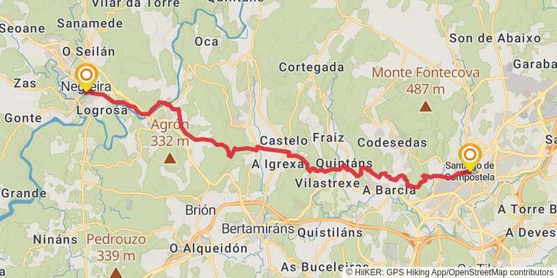Ruta Jacobea Madrilena stage 33 Map