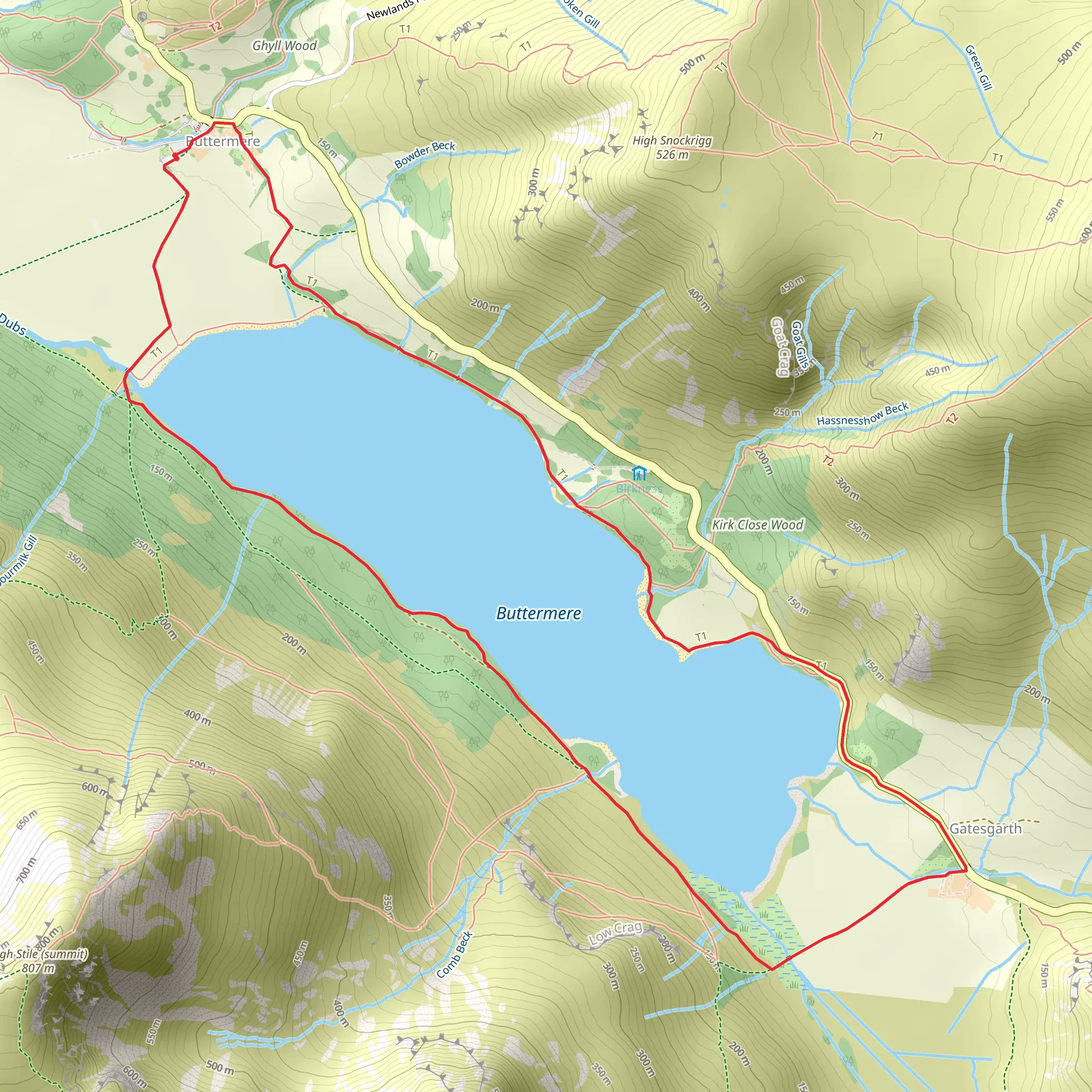 Buttermere Loch Loop from Buttermere mobile static map