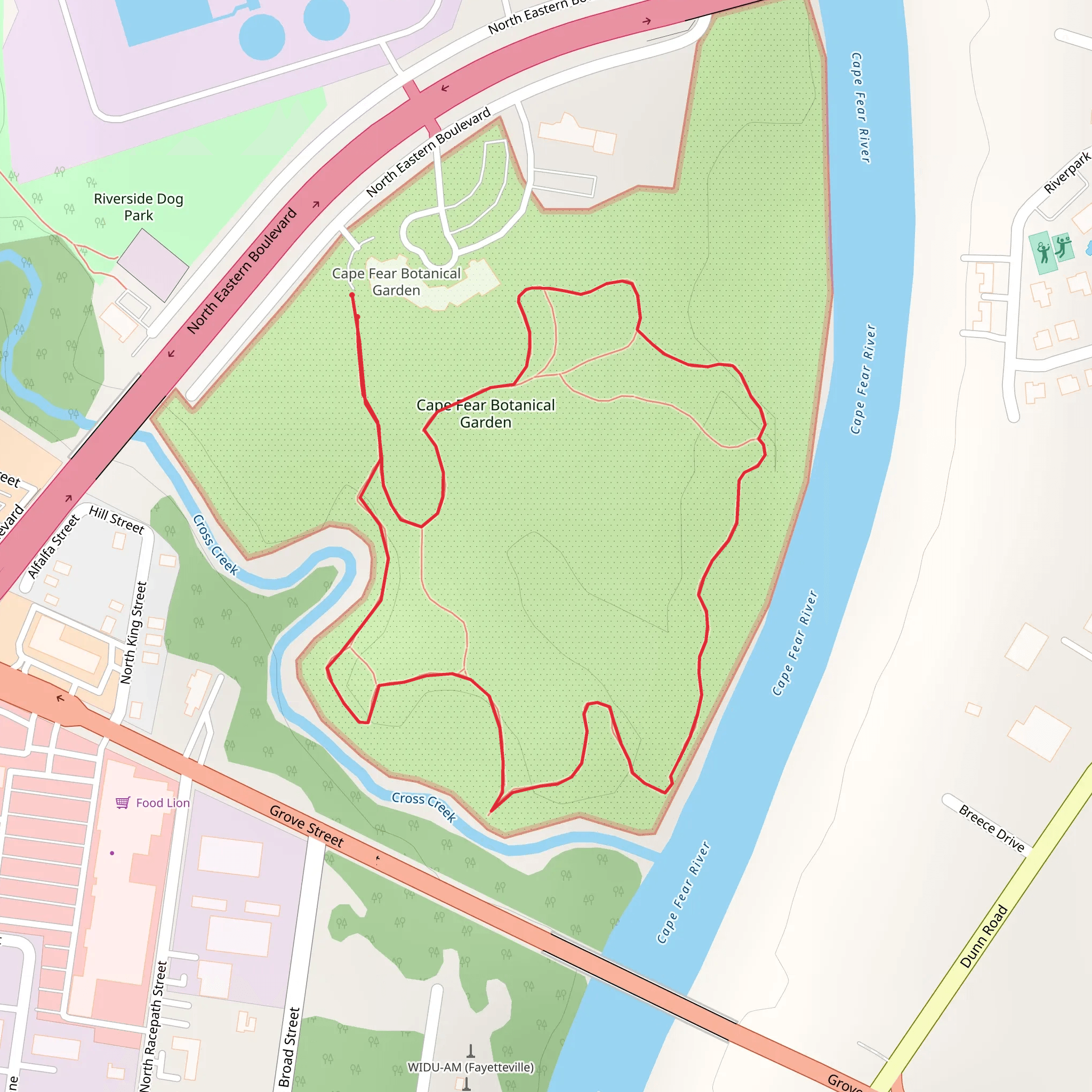 Cape Fear Botanical Garden Loop mobile static map
