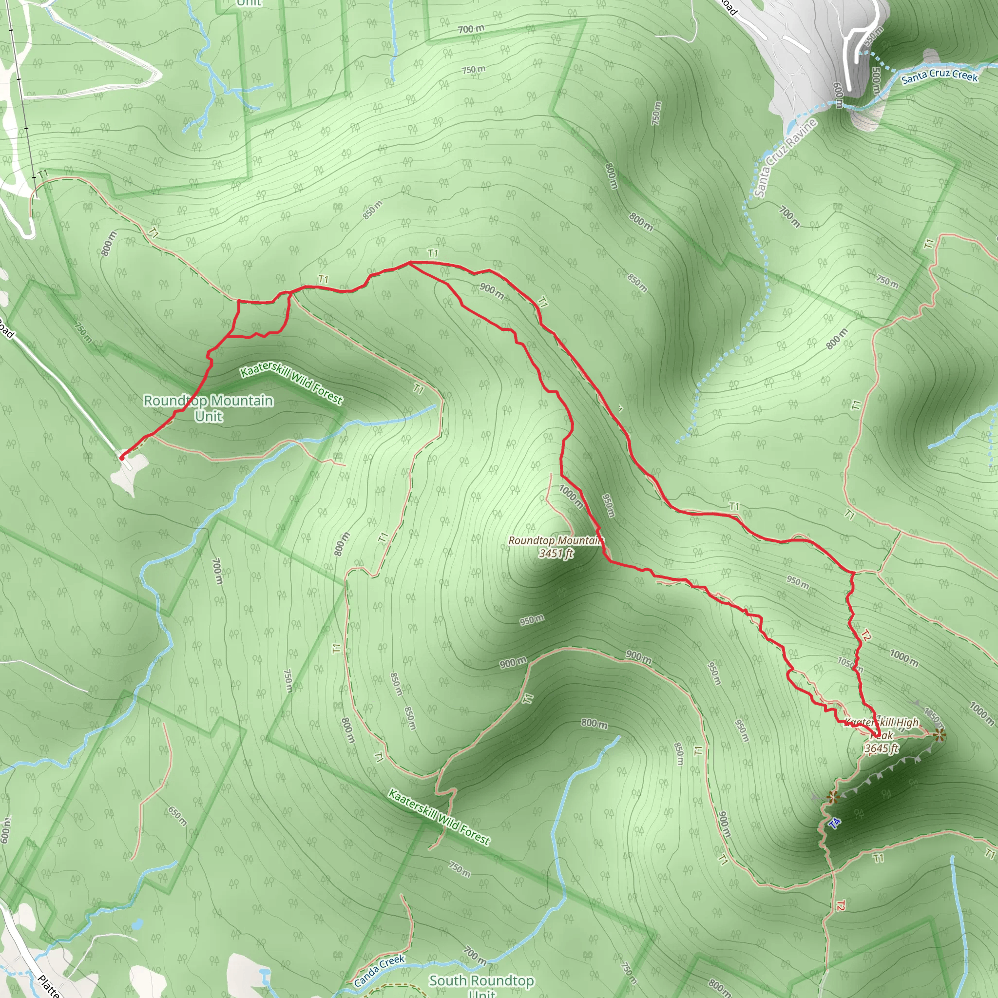 Kaaterskill High Peak Trail Loop via Gillespie Road mobile static map