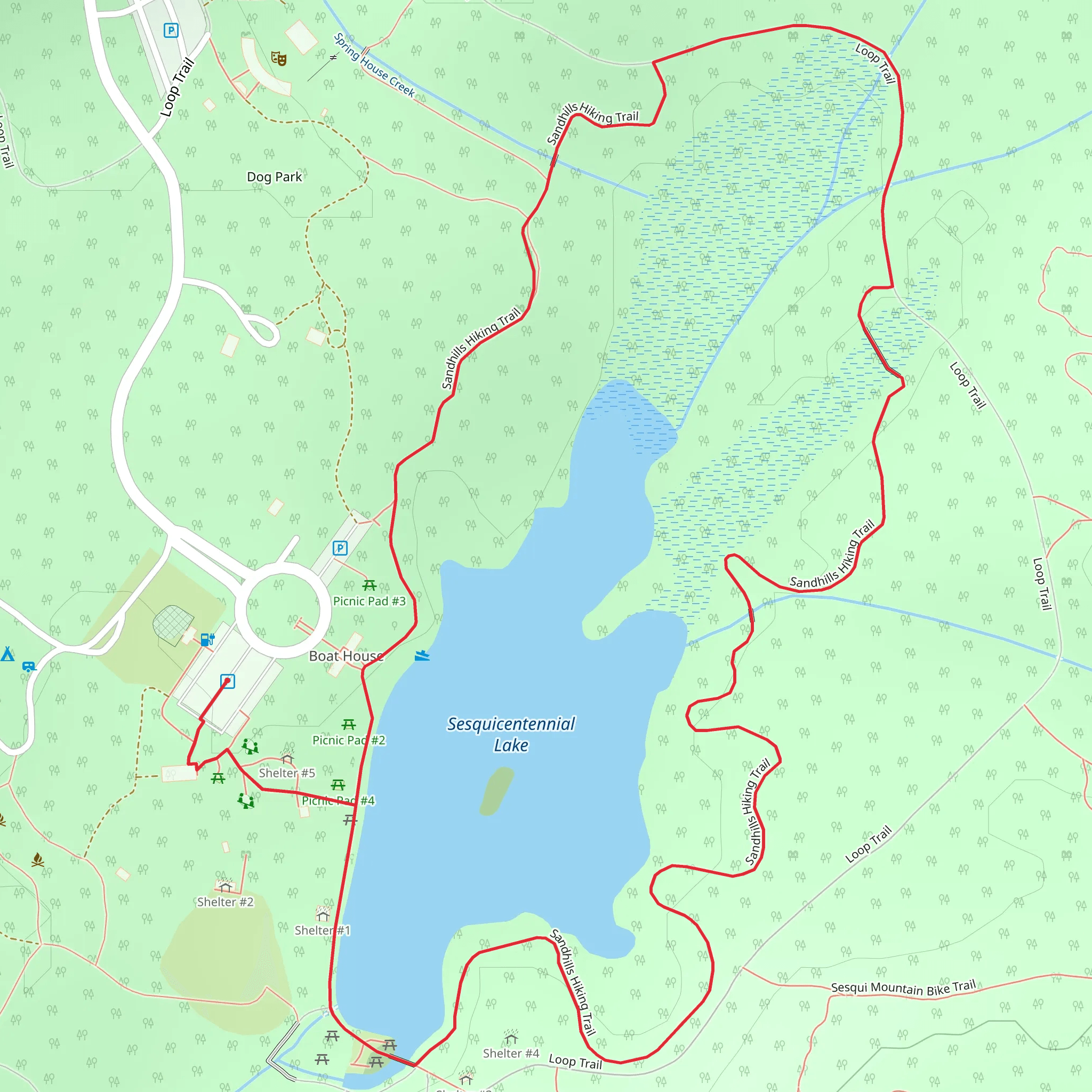 Sesquicentennial Lake - Sandhills Hiking Loop Trail mobile static map