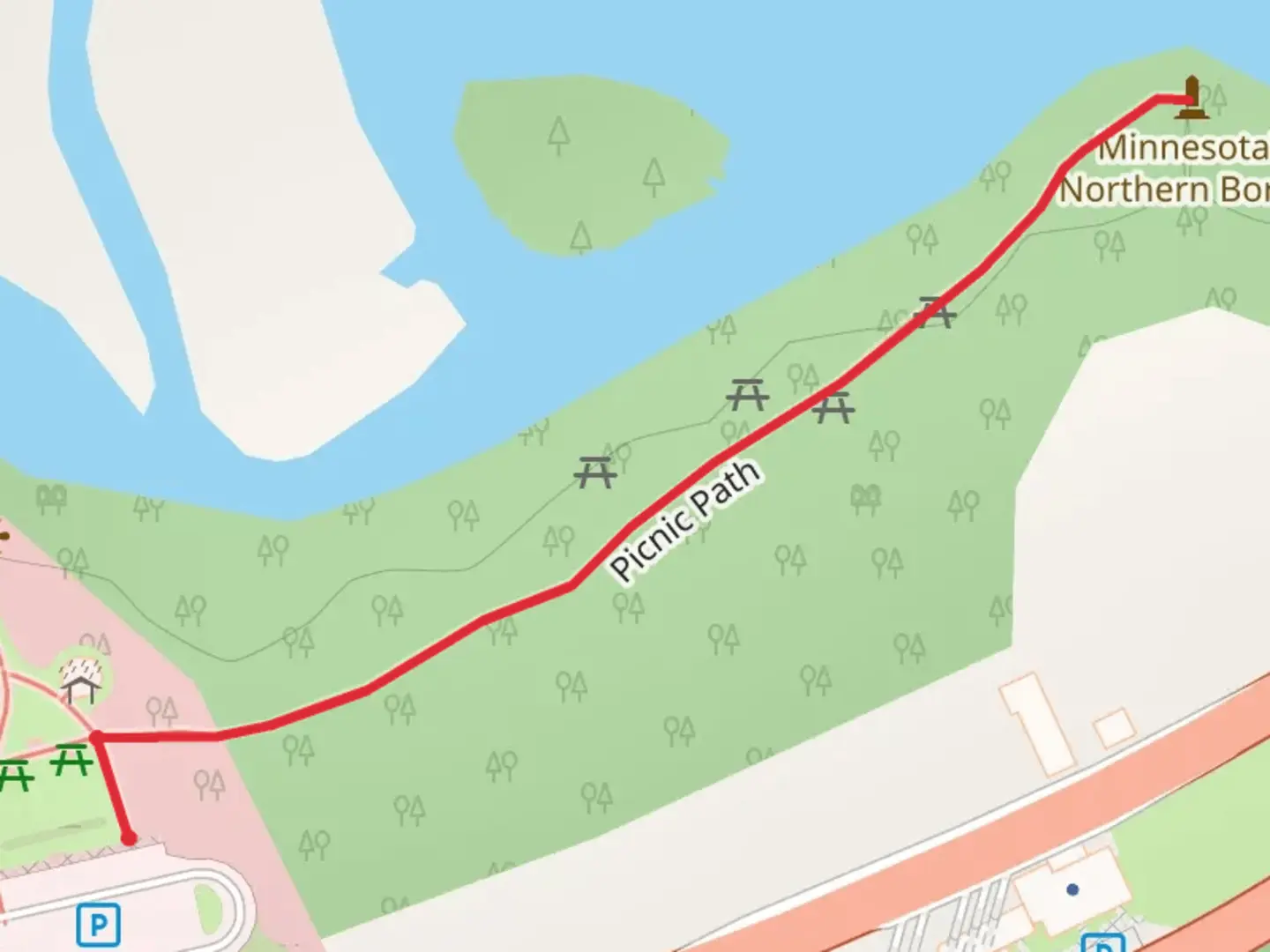 An image depicting the trail Picnic Path and its surrounding area.