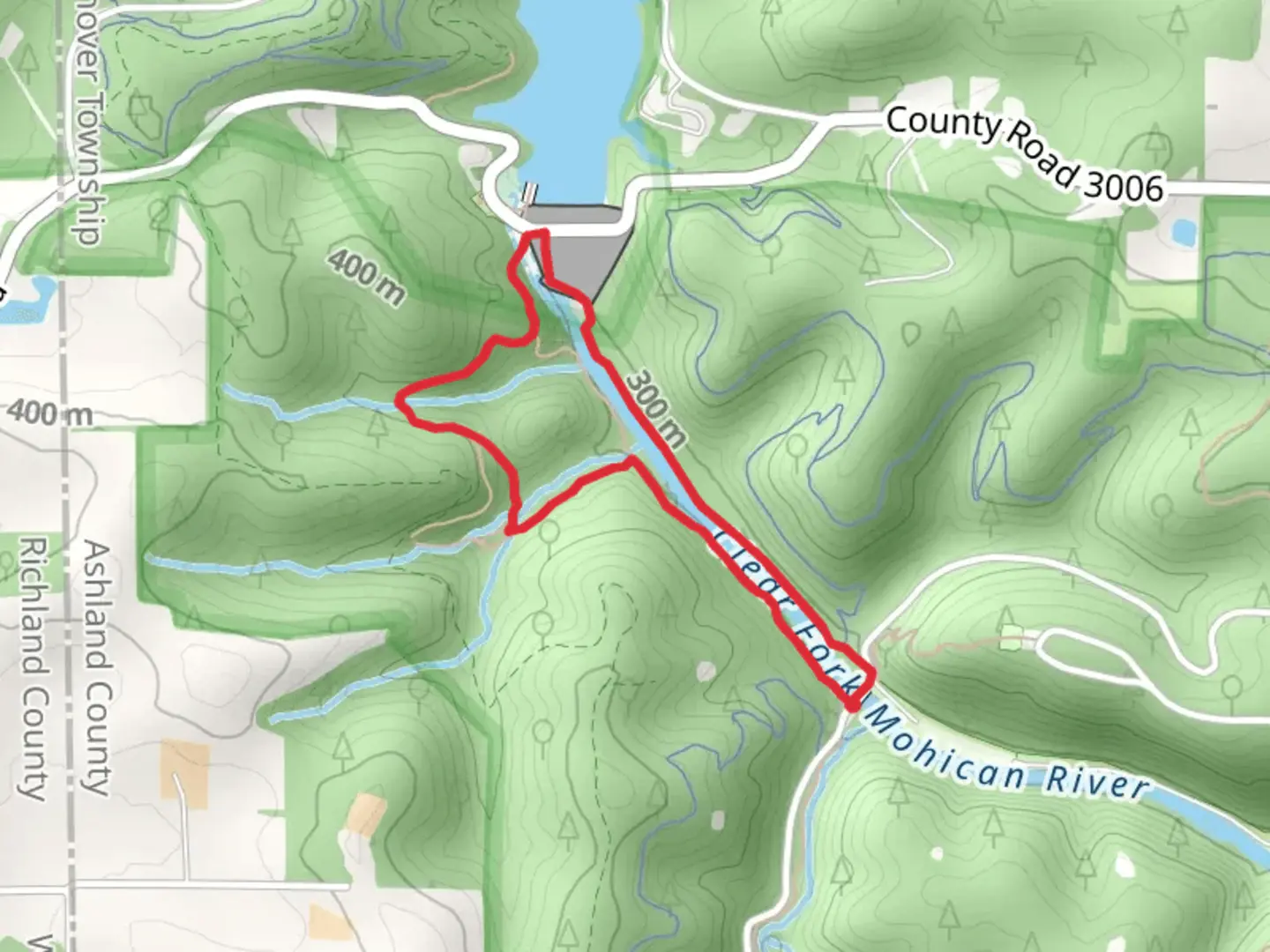 An image depicting the trail Lyons Falls and Pleasant Hill Loop Trail and its surrounding area.