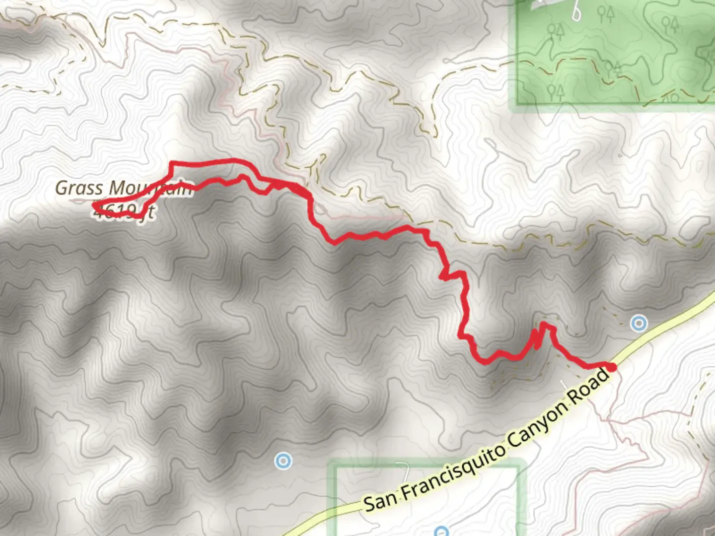 An image depicting the trail Grass Mountain Loop via Firebreak and PCT and its surrounding area.