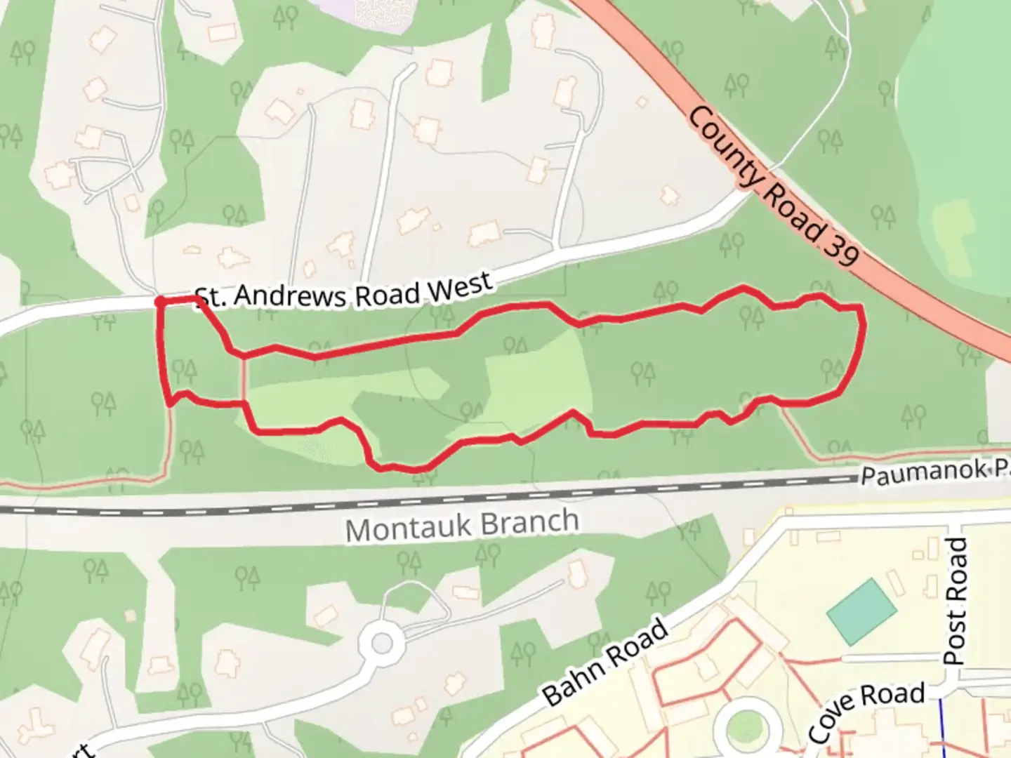 An image depicting the trail Shinnecock Hills Golf Club - Paumanok Path Loop Trail and its surrounding area.