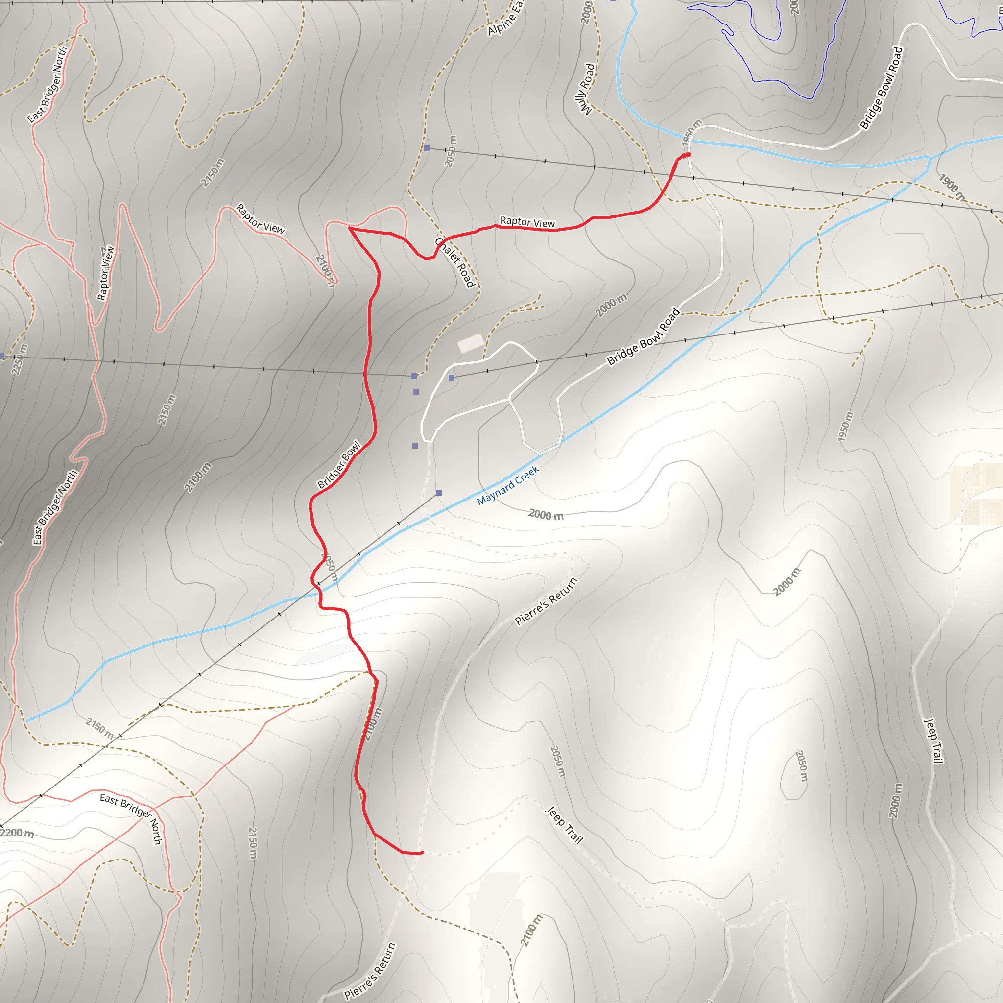 Bridger Bowl via Rapter View Trail mobile static map