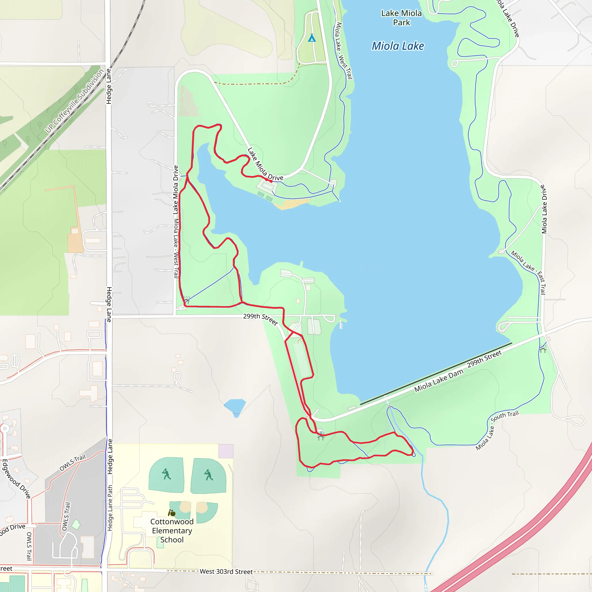 Miola Lake South and West Trail mobile static map