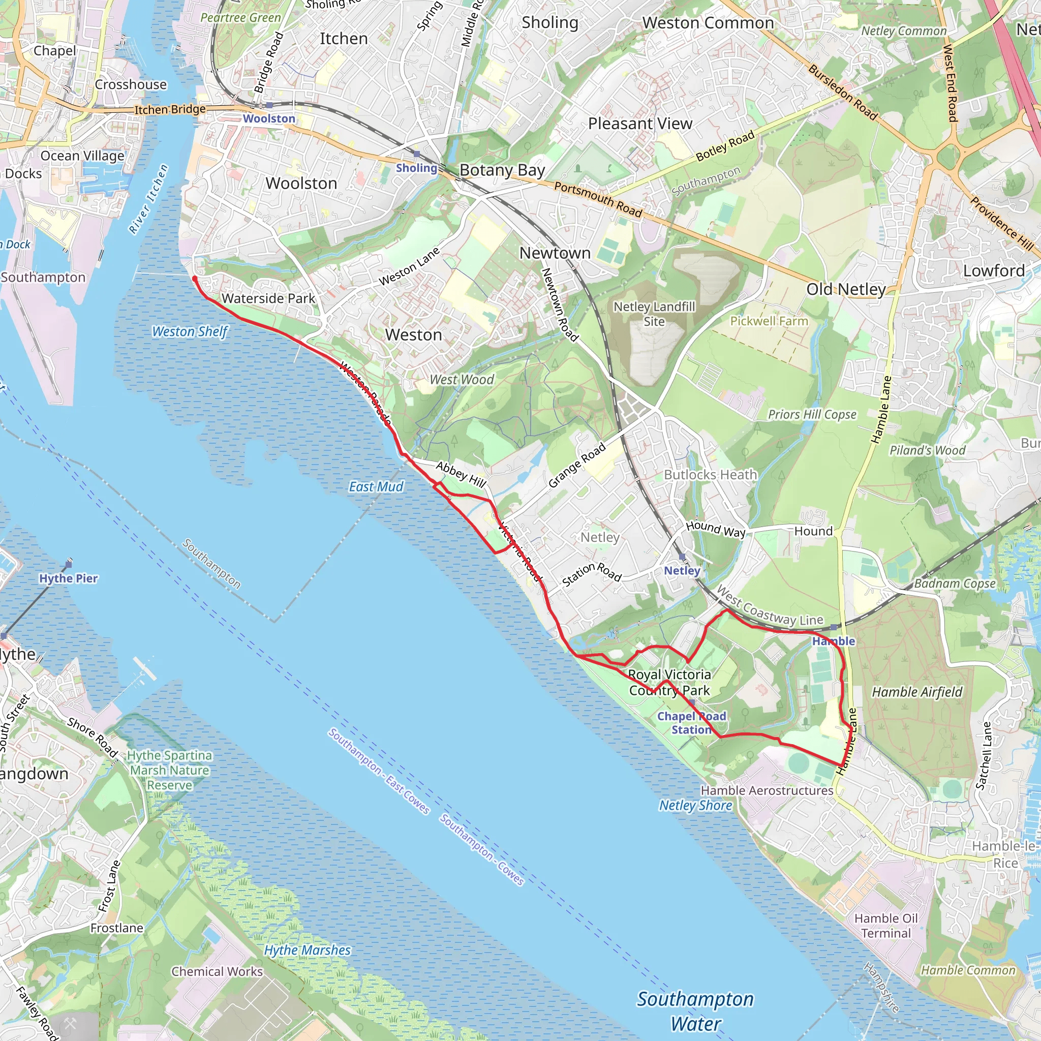 Rolling Mills, Abbey Hill via Hamble Rail Trail mobile static map