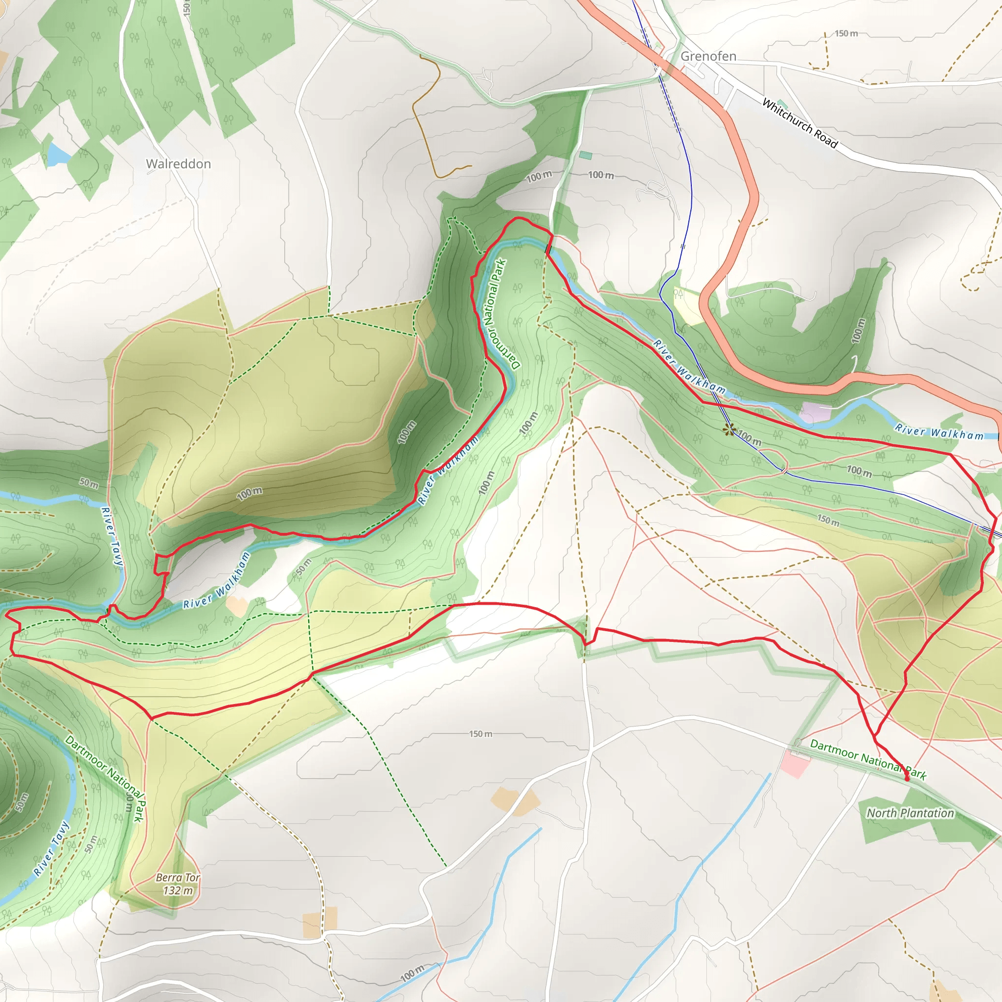 Sticklepath Wood and Bymore Wood via West Devon Way mobile static map