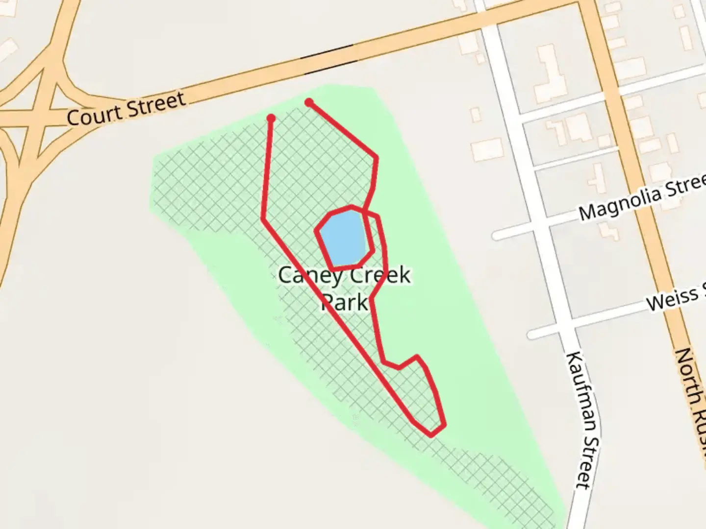 An image depicting the trail Caney Creek Park Loop Walk and its surrounding area.