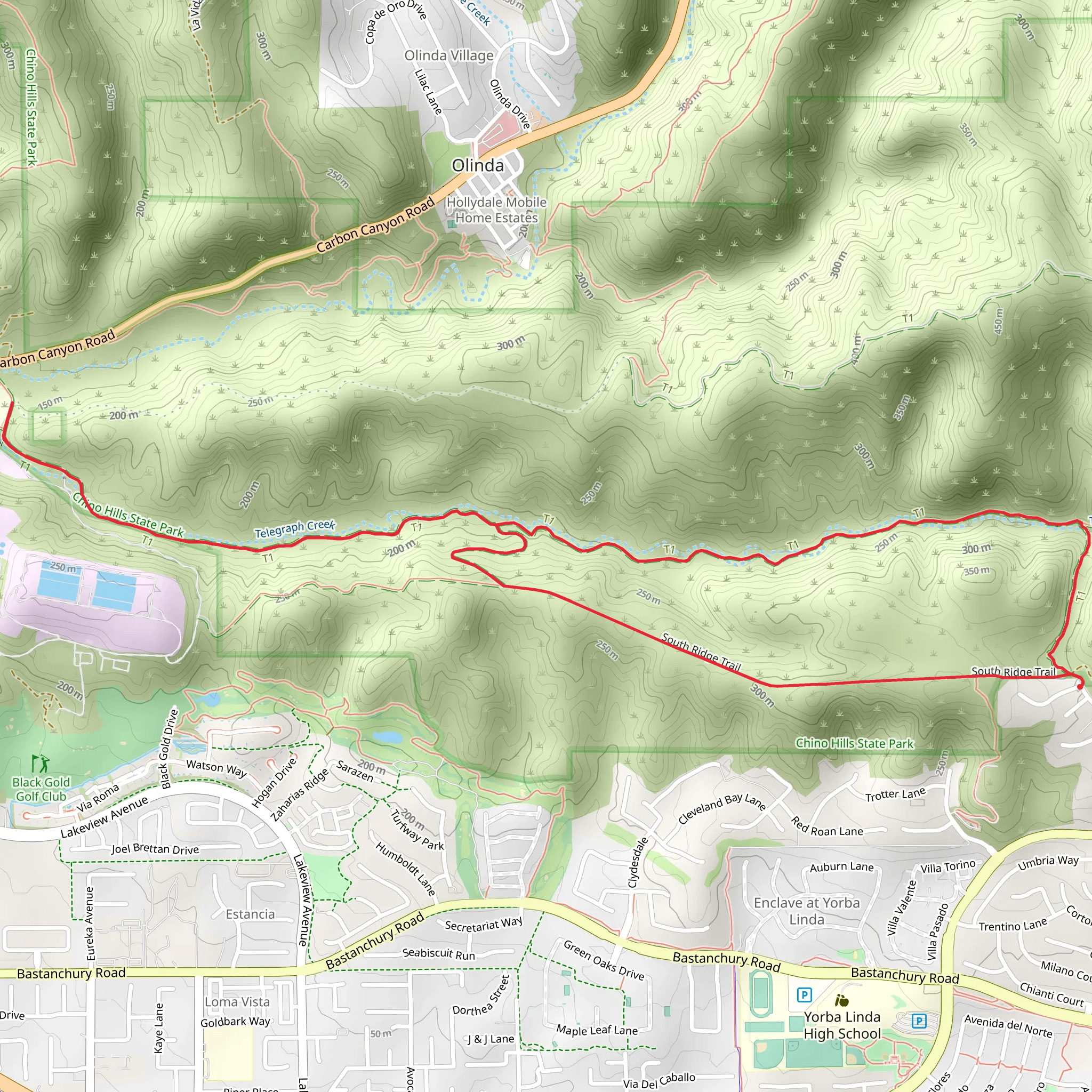 South Ridge and Telegraph Canyon Loop Trail mobile static map