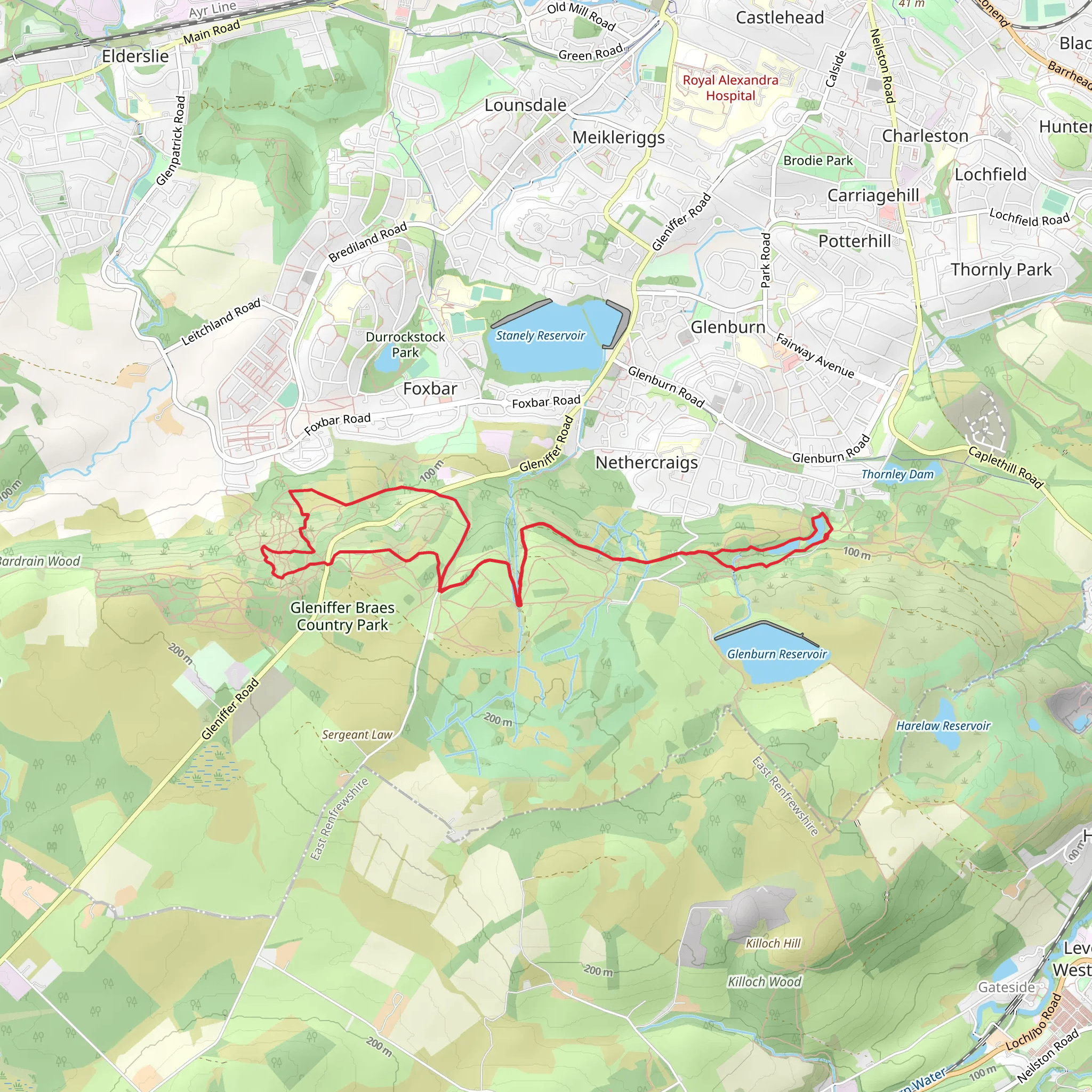 Gleniffer Braes Country Park Loop mobile static map
