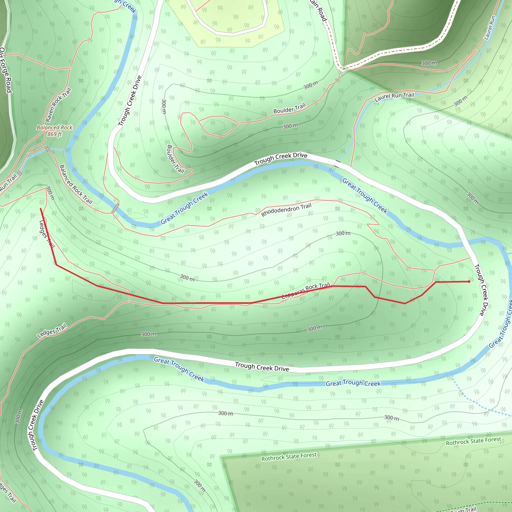 Balanced Rock from Trough Creek Drive mobile static map