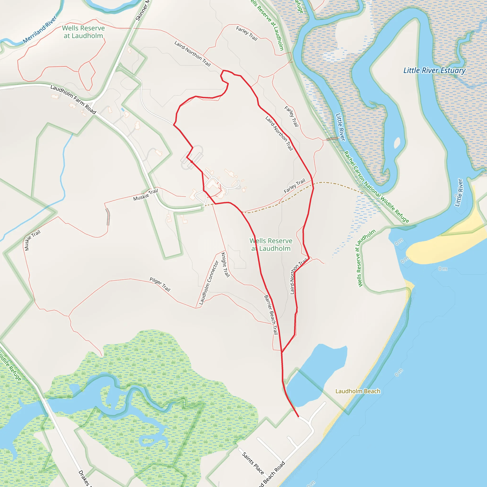 Barrier Beach and Laird-Northon Trail Loop mobile static map