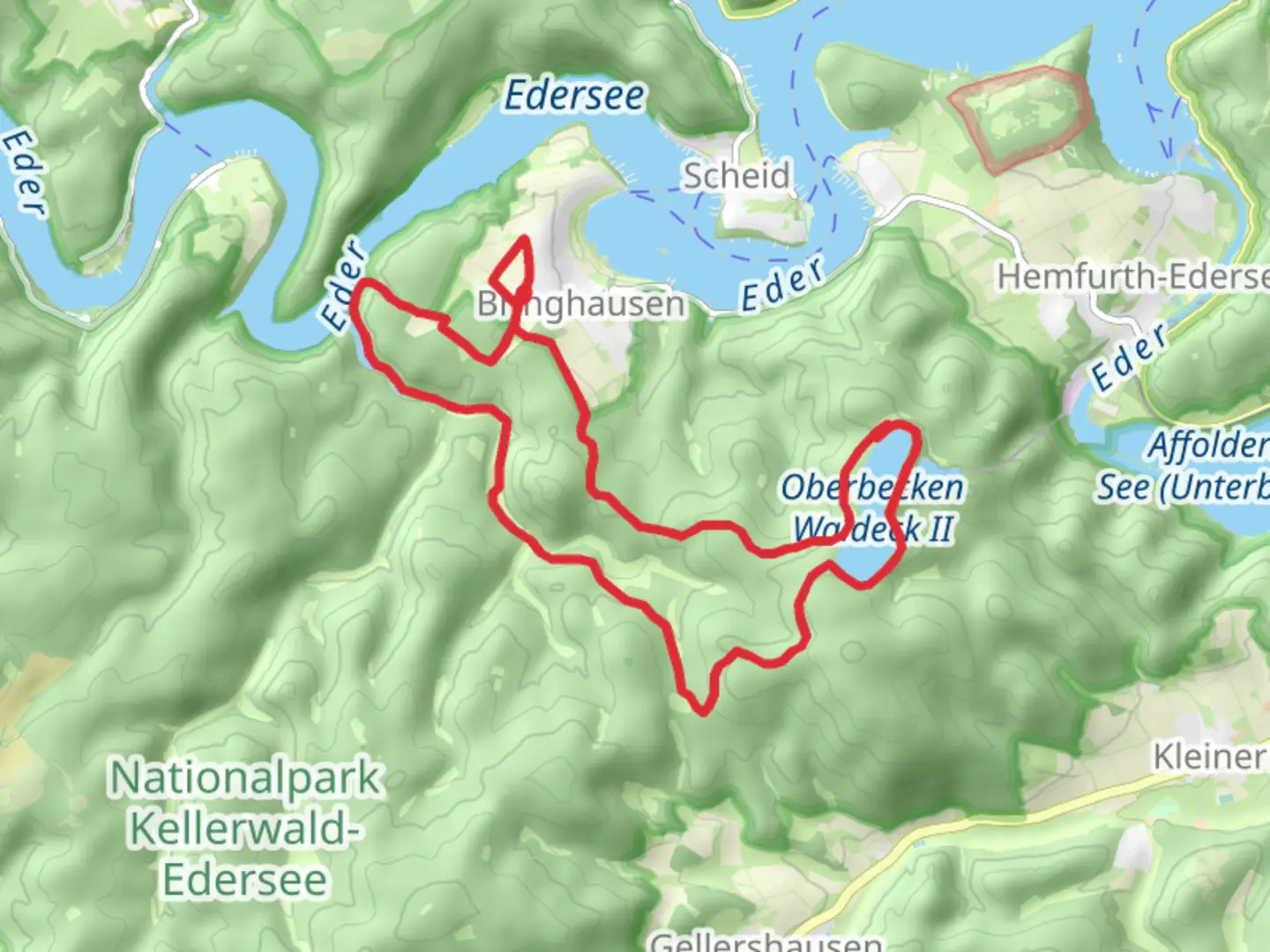 An image depicting the trail Blobenberg and Oberbecken Waldeck II Loop and its surrounding area.