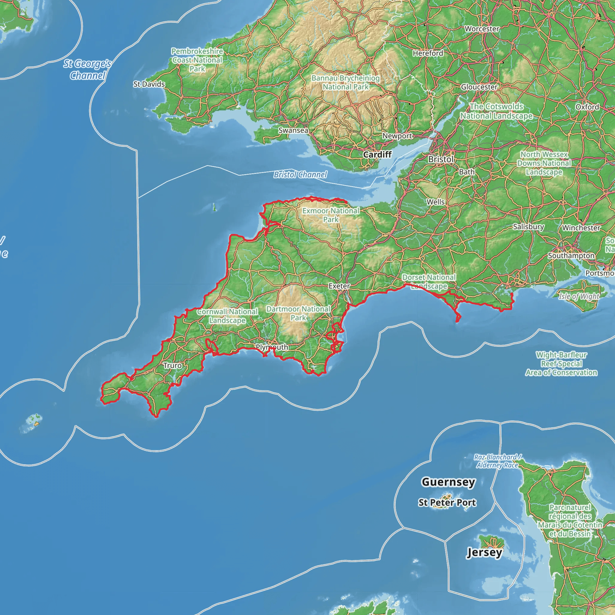 South West Coast Path mobile static map
