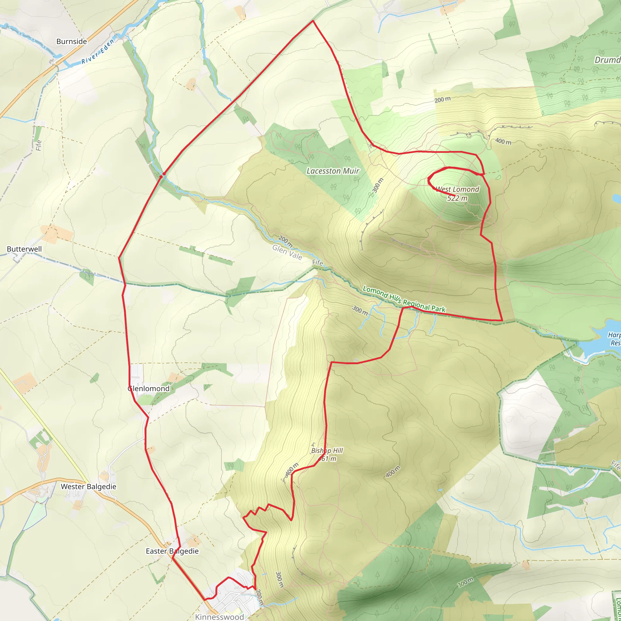 Lomond Hills Loop mobile static map