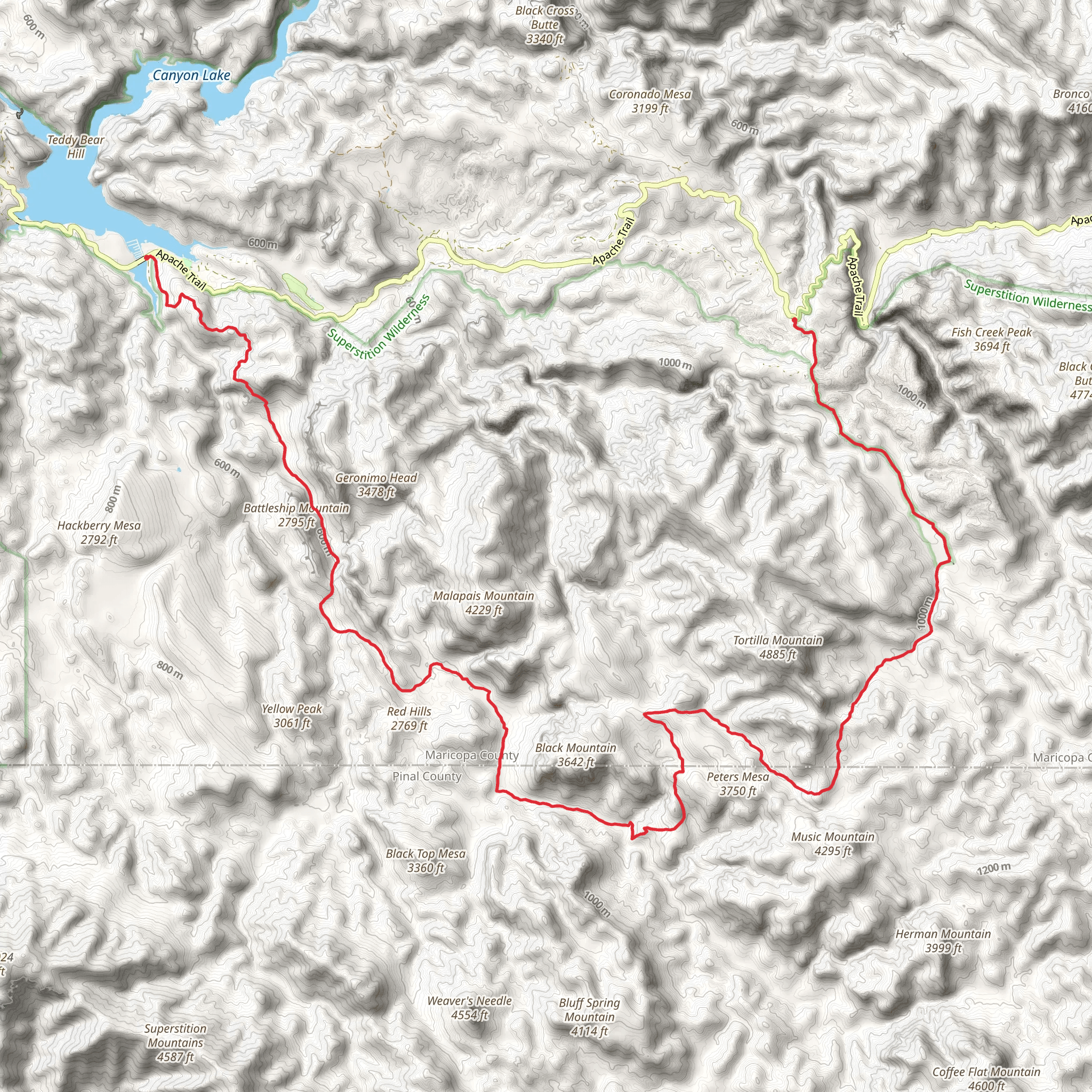 Boulder, Cavalry and Peters Horseshoe Trail mobile static map