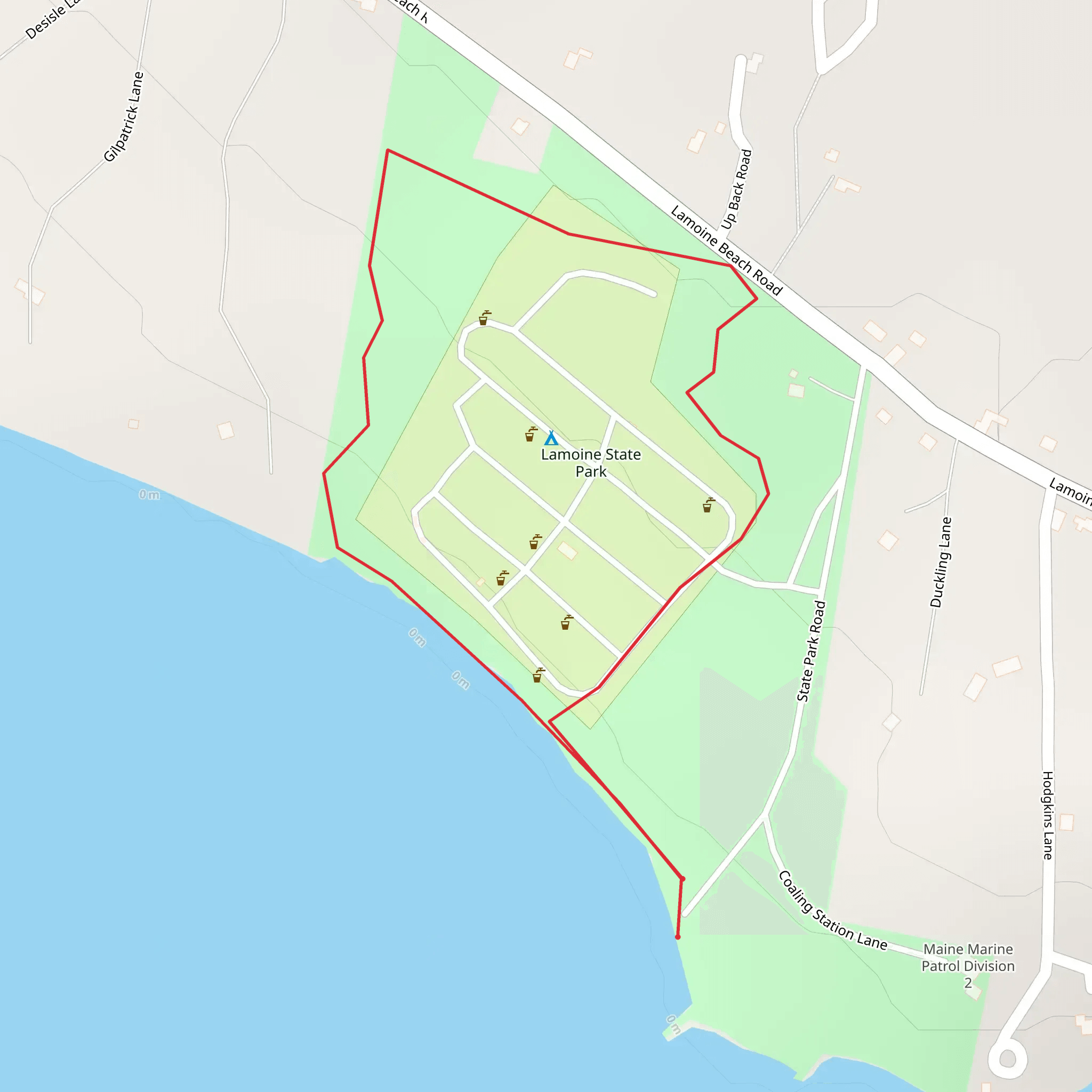 Lamoine State Park Campground Loop mobile static map