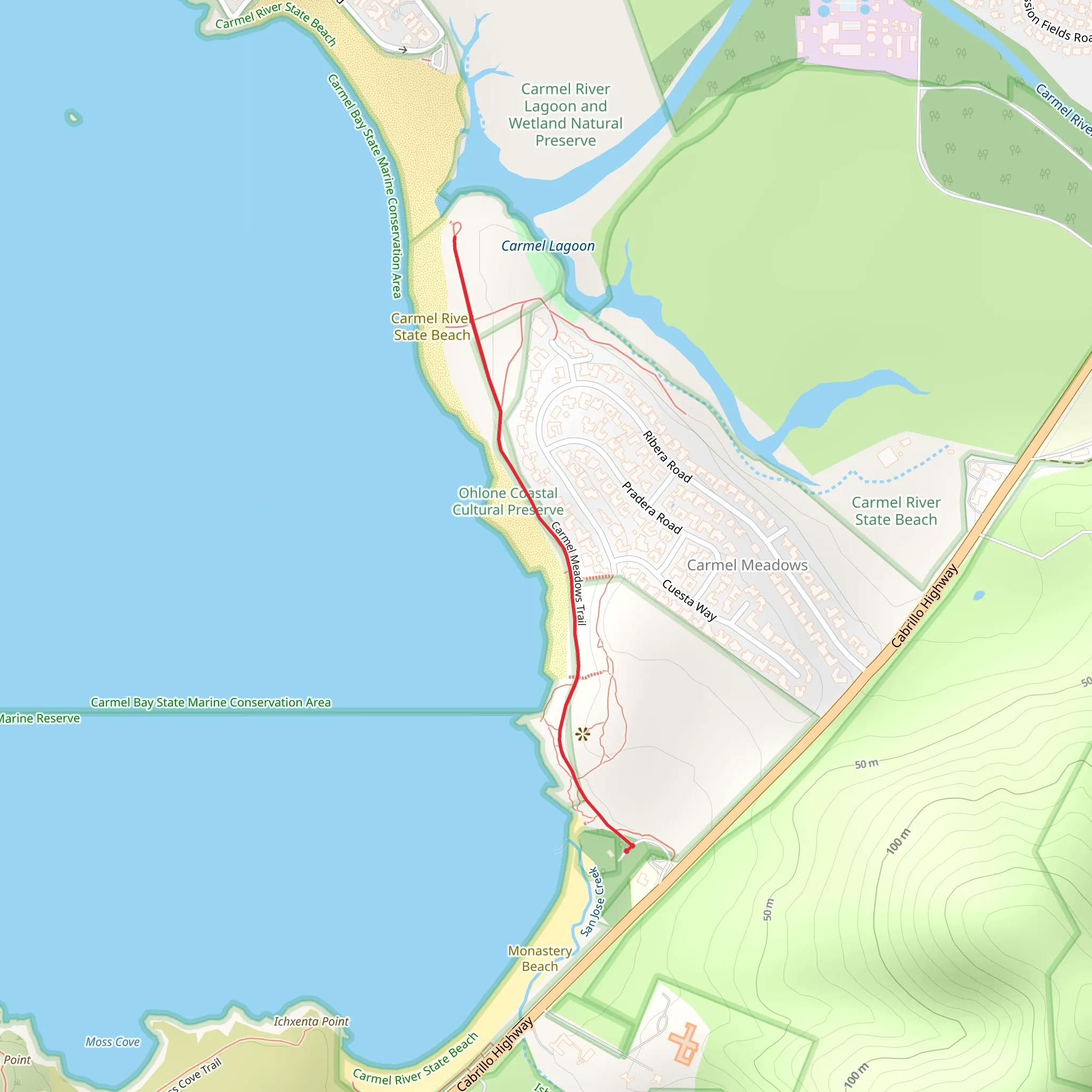 Carmel Meadows Trail mobile static map