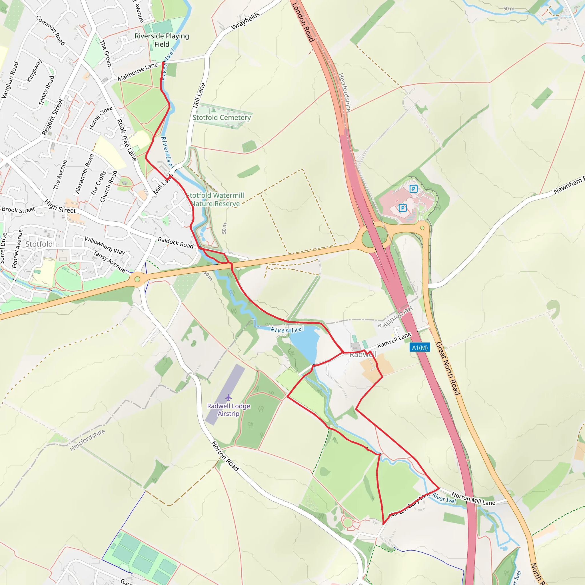 Stotfold Walk mobile static map