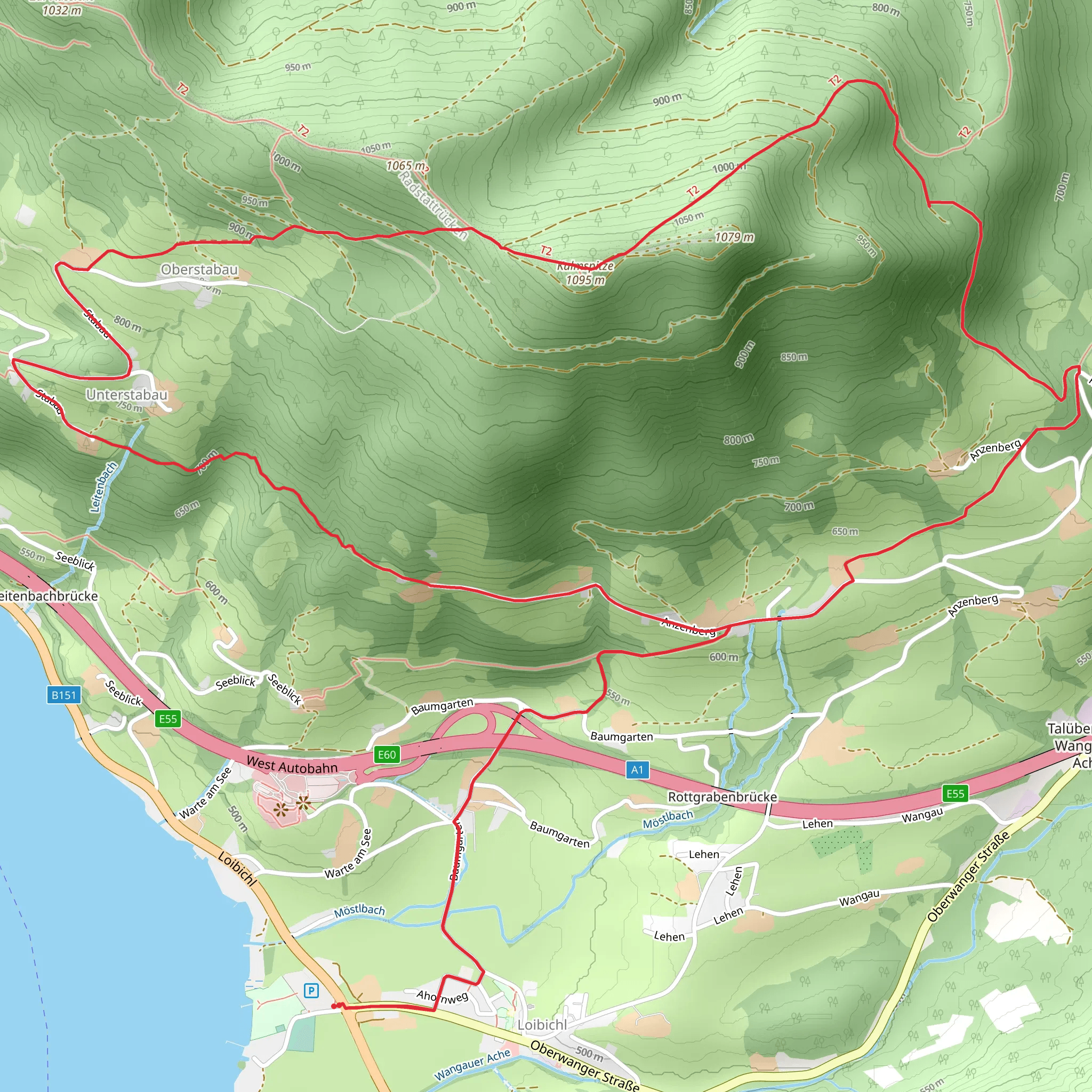 Innerschwand to the Kulmspitz Lookout Tower mobile static map