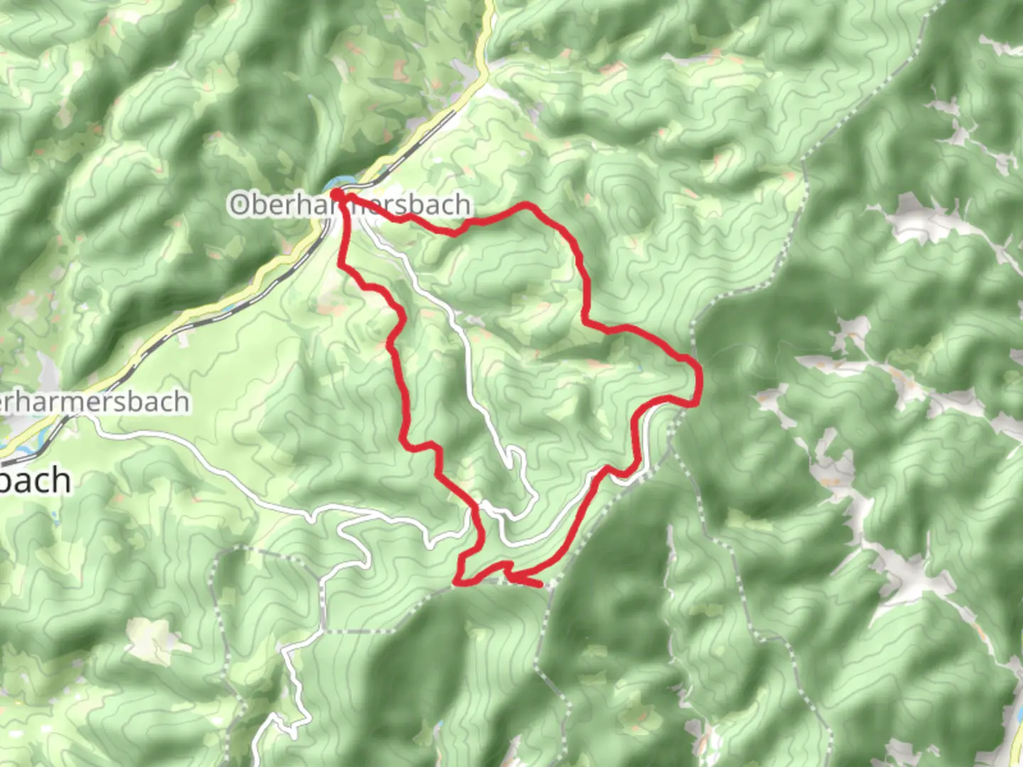 An image depicting the trail Brandenkopf Loop from Oberharmersbach and its surrounding area.