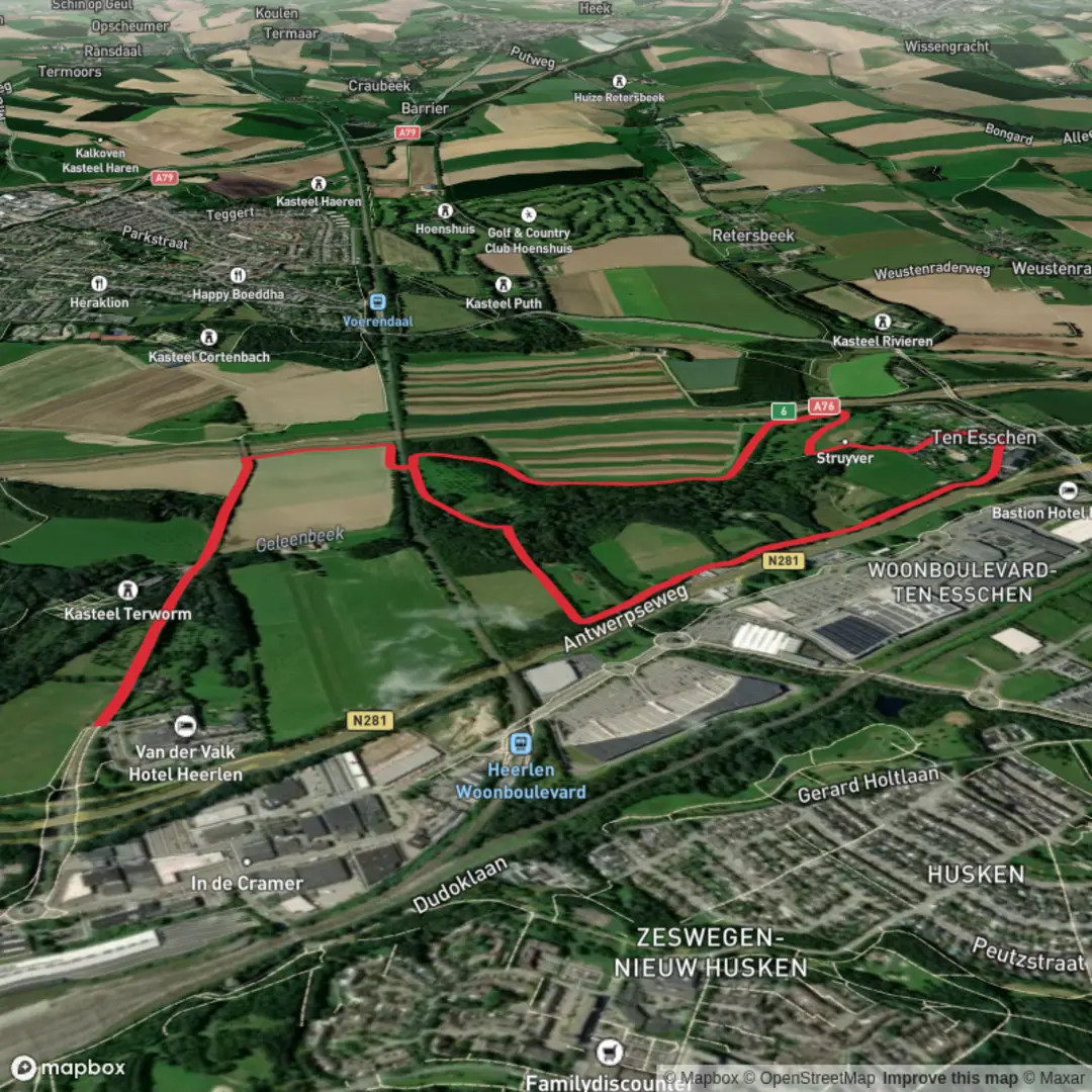 An image depicting the trail Prickenis and MotteStruyver Loop and its surrounding area.