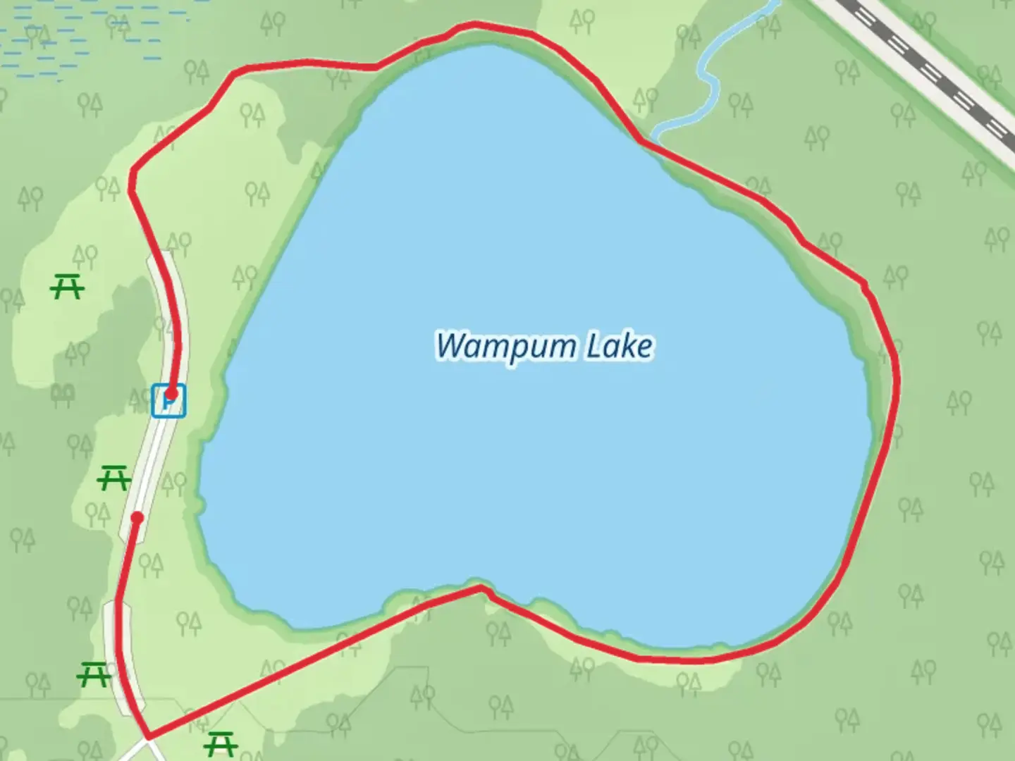 An image depicting the trail Wampum Lake Loop and its surrounding area.