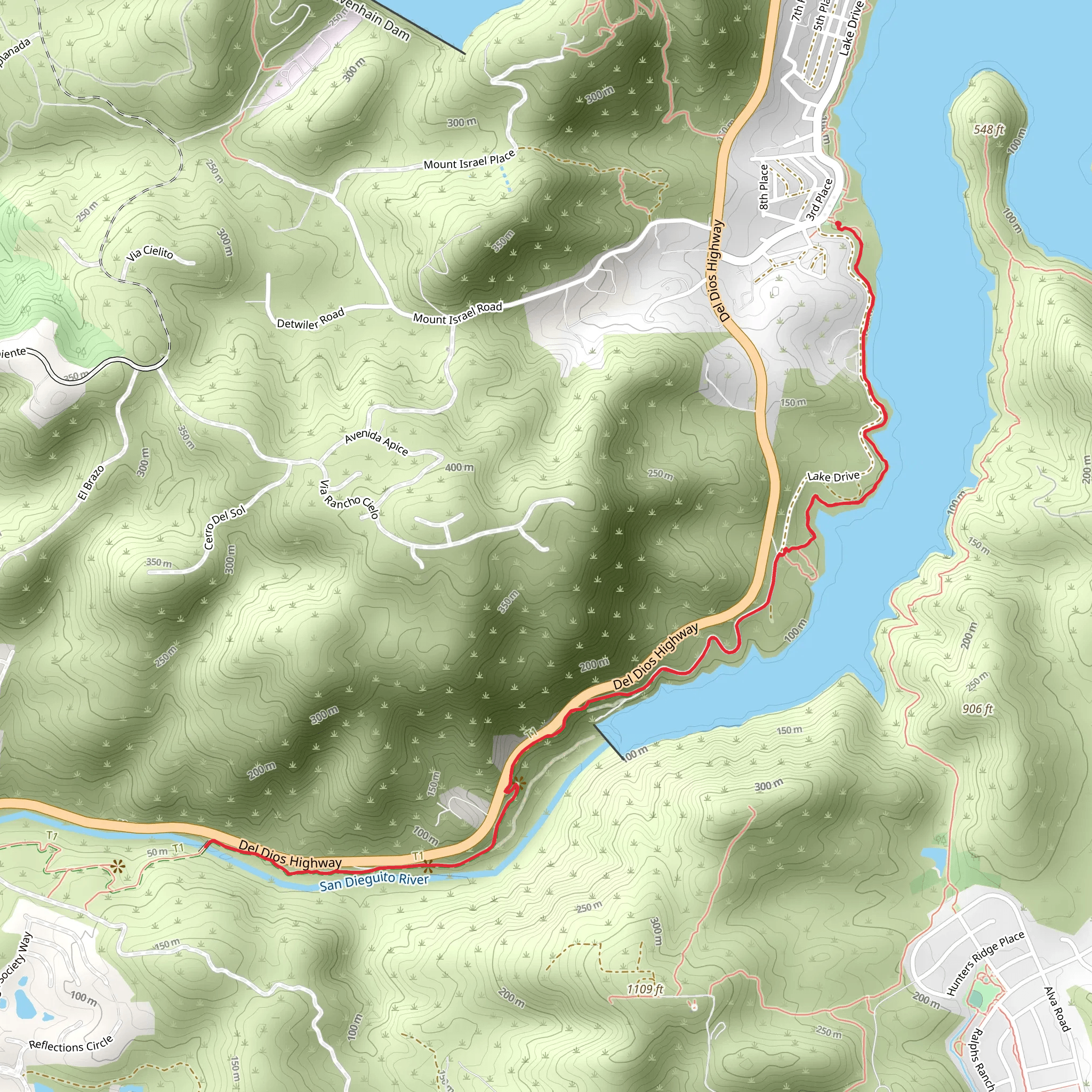Lake Hodges mobile static map