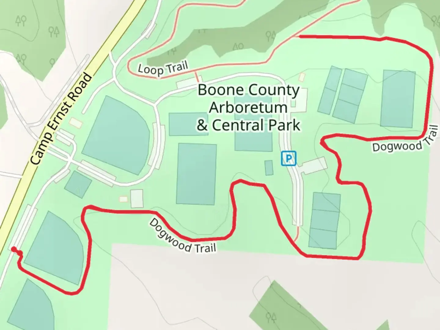 An image depicting the trail Dogwood Trail - Camp Ernst Road and its surrounding area.